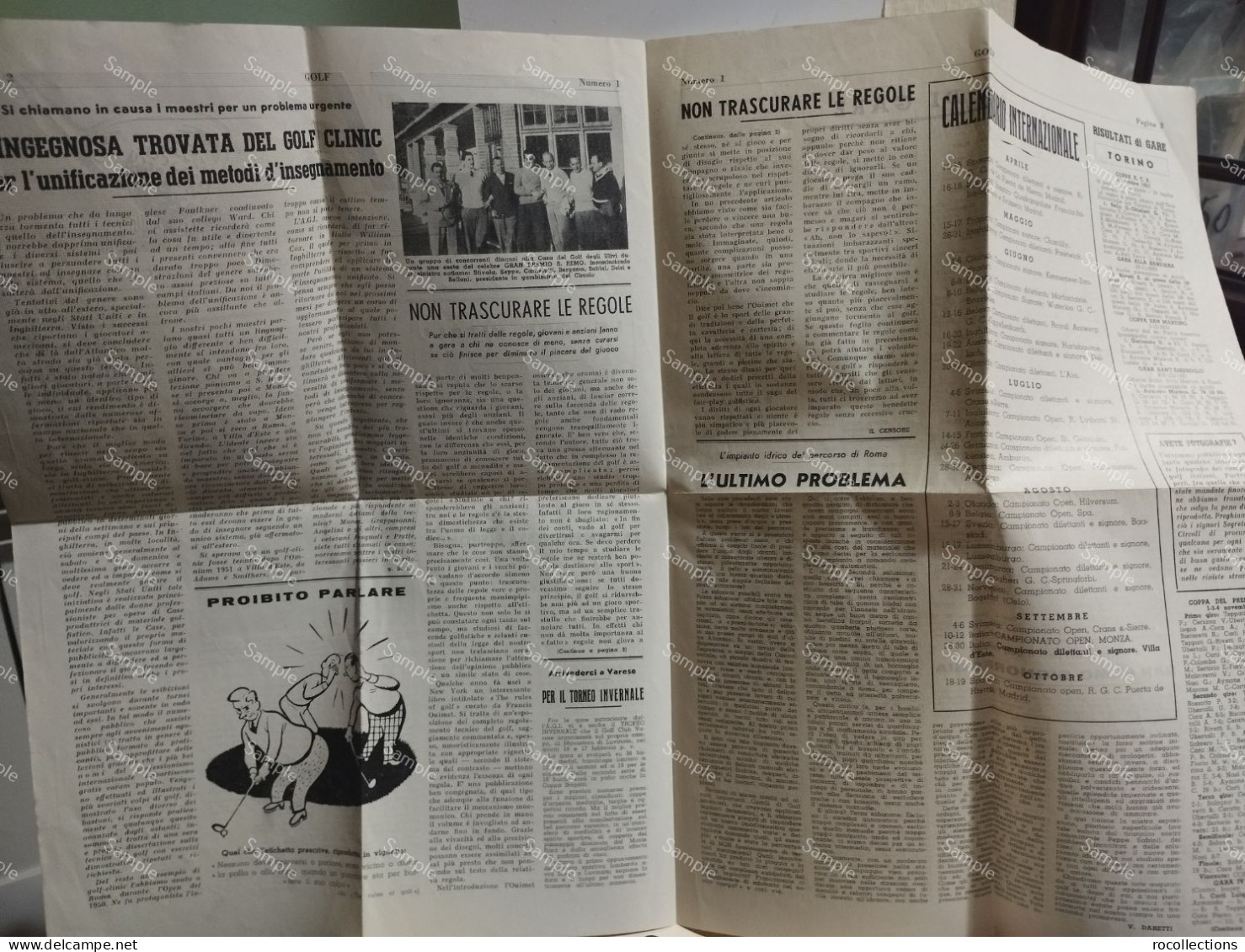 Italy Newspaper Italia Giornale GOLF Notiziario Ufficiale Associazione Gofistica Italiana. Gennaio 1952. - Sports