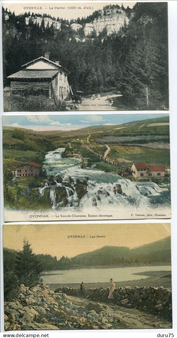 LOT 3 CPA Ecrites En 1915 * OYONNAX Le Perret / Le Saut De Charmine Station Electrique / Lac Genin (toilée Animée) - Oyonnax