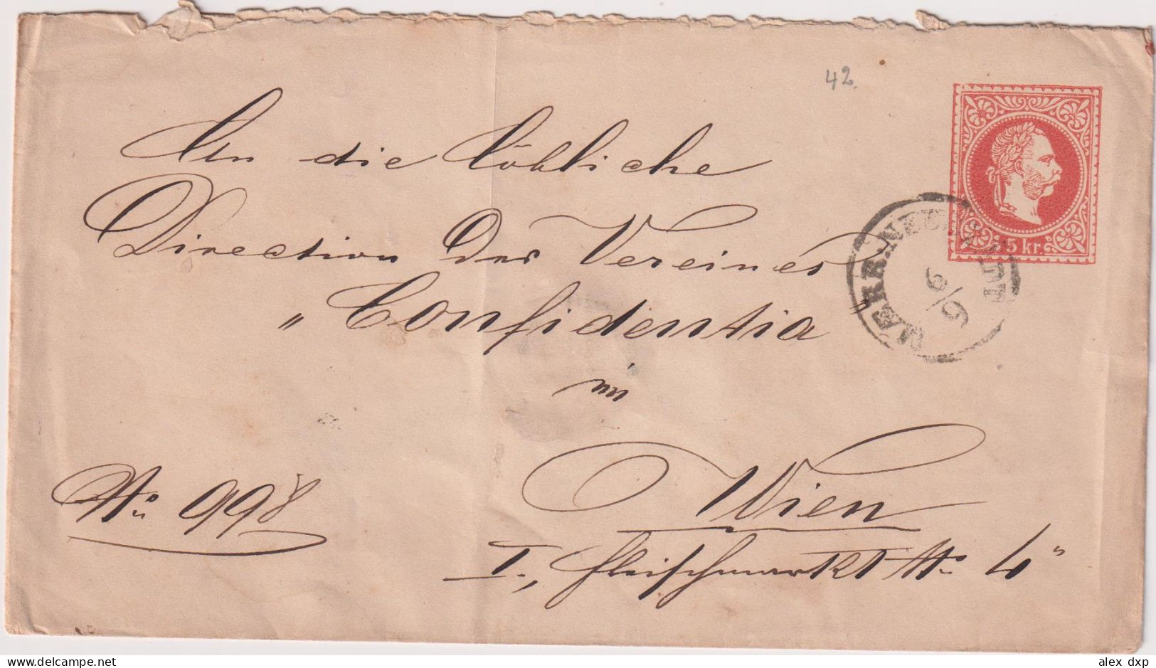 AUSTRO-HUNGARIAN EMPIRE > 1870 POSTAL HISTORY > STATIONARY COVER FROM NEUSTADT TO WIEN, AUSTRIA - Brieven En Documenten