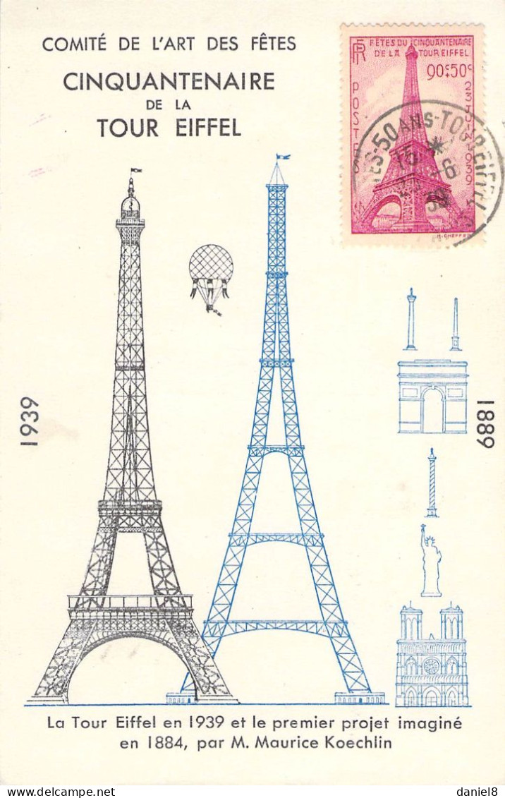 PARIS - CINQUANTENAIRE DE LA TOUR EIFFEL - 23 JUIN 1939 - Art Des Fêtes - Série N°6 - Eiffeltoren