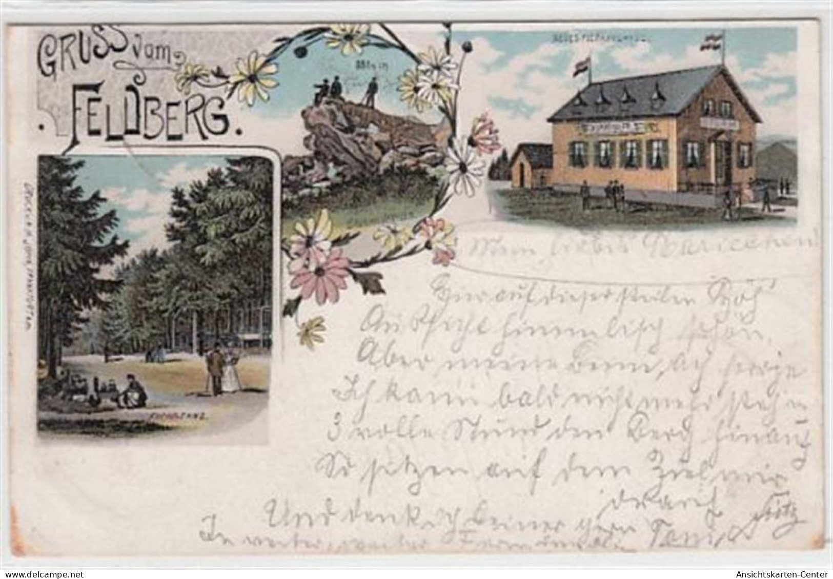 39095407 - Gruss Vom Feldberg, Lithographie Mit Restauration Gelaufen, 1896. Ecken Mit Albumabdruecken, Leichter Schrif - Oberursel