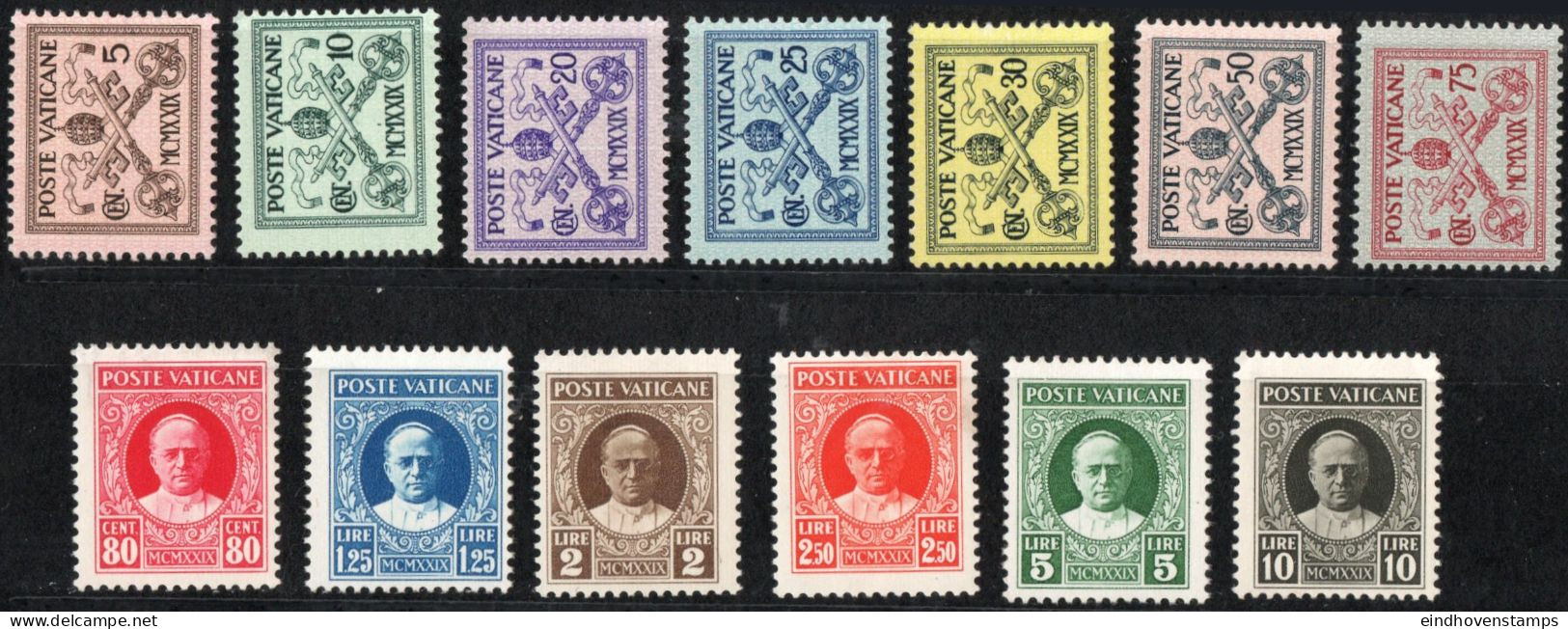 Vatican 1929, Series 13 Values MNH Without Express Stamps Papal Crest, Pope Pius XI, - Ongebruikt