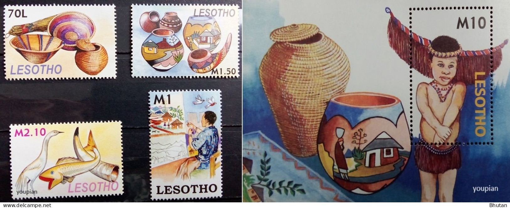 Lesotho 2006, Handicrafcts, MNH S/S And Stamps Set - Lesotho (1966-...)