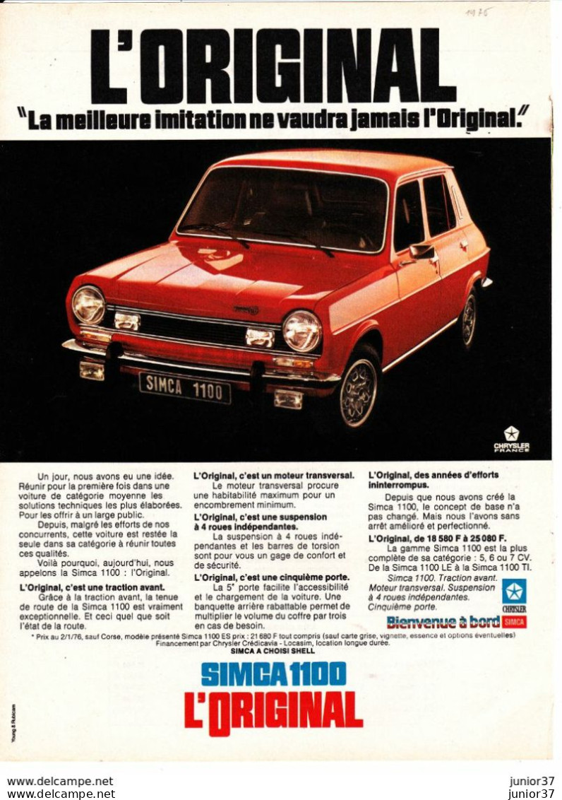 5 Feuillets De Magazine Simca 1100 5 Cv 1969 Essai, 1100 ES 1976 L'Original,1100 GLS 1967 Essai, La Maîtrise Du Volant - KFZ