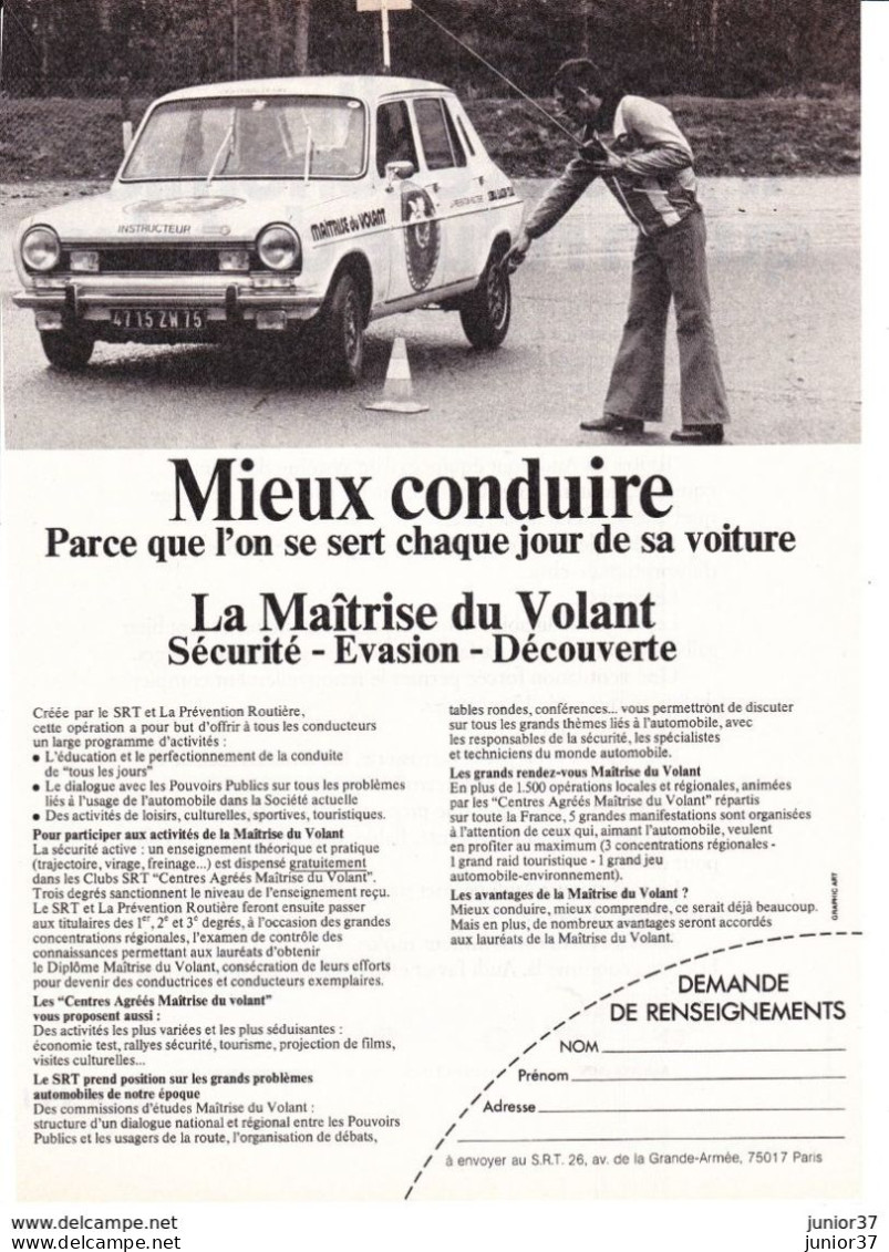 5 Feuillets De Magazine Simca 1100 5 Cv 1969 Essai, 1100 ES 1976 L'Original,1100 GLS 1967 Essai, La Maîtrise Du Volant - KFZ