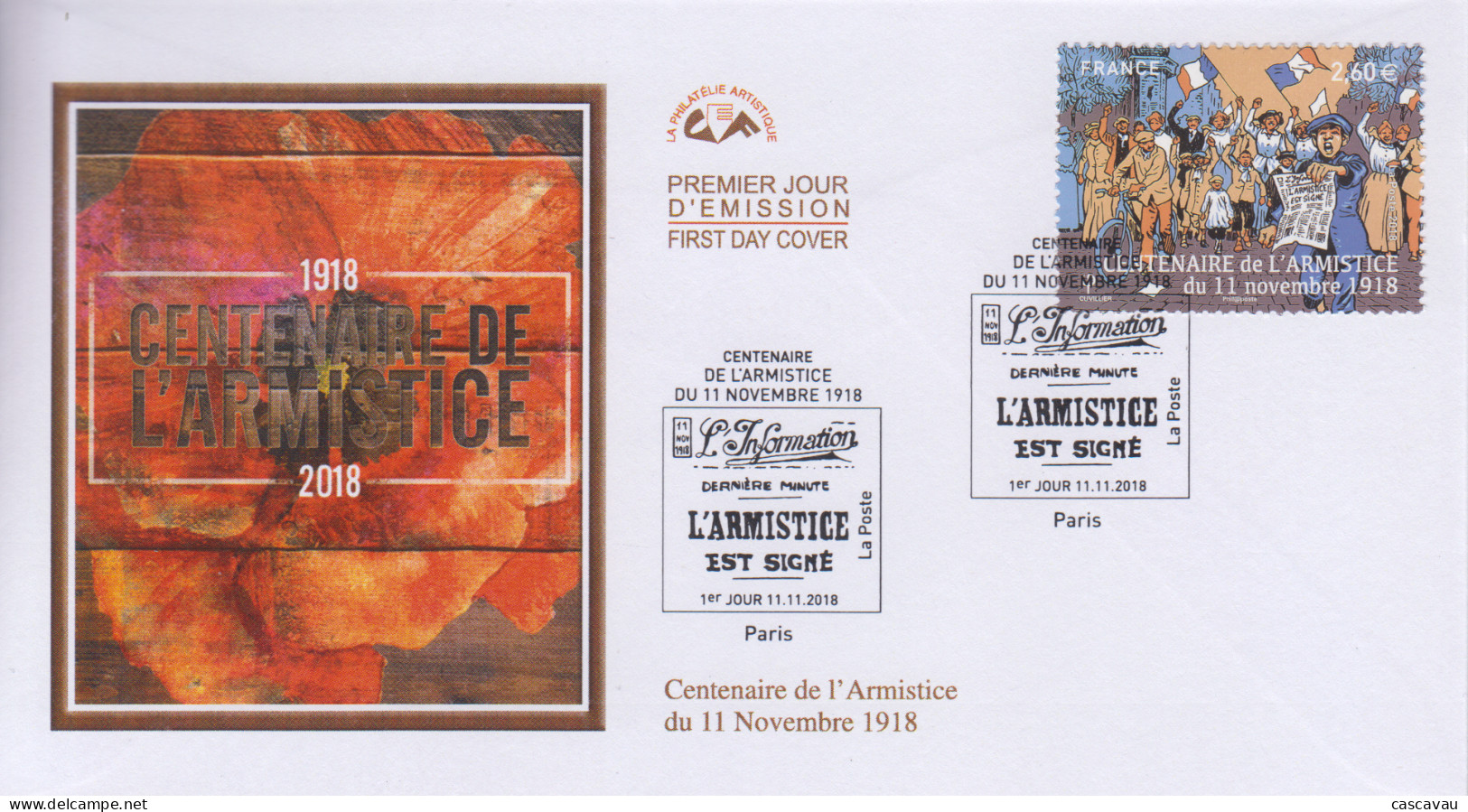 Enveloppe  FDC  1er  Jour    FRANCE     Centenaire  De  L' Armistice    2018 - 2010-2019