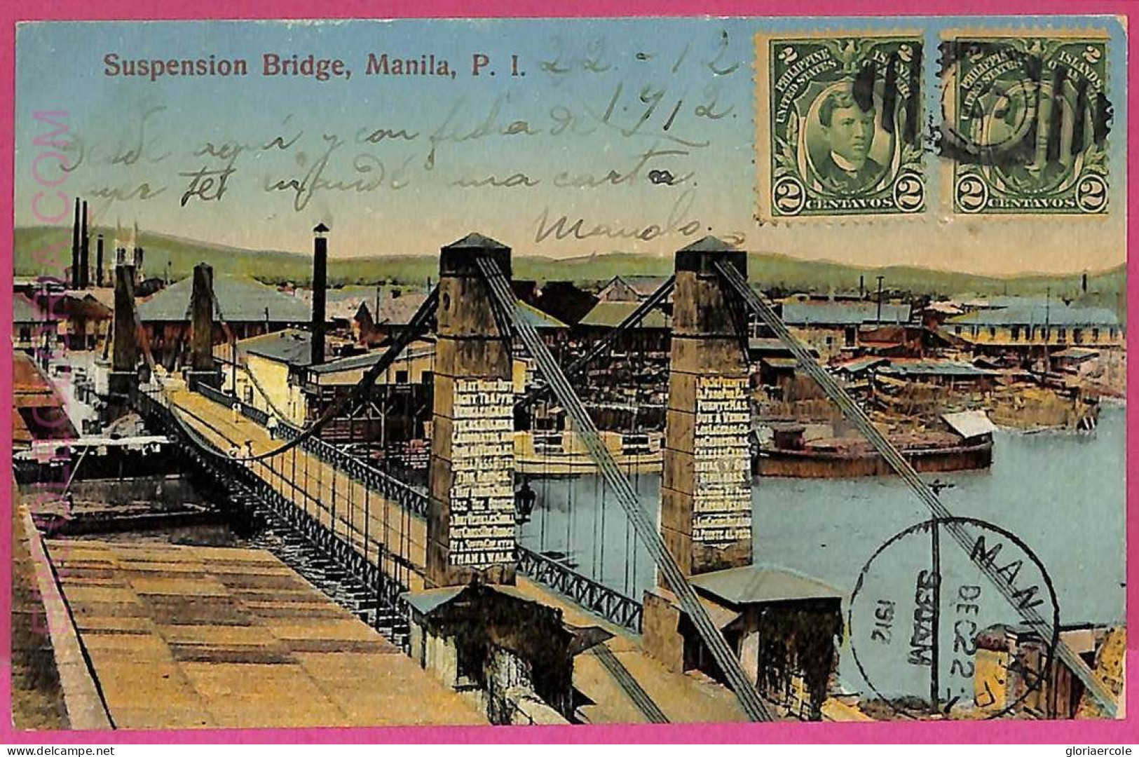 Ag3615 - Philippines - VINTAGE POSTCARD - 1912 - Manila - Filipinas