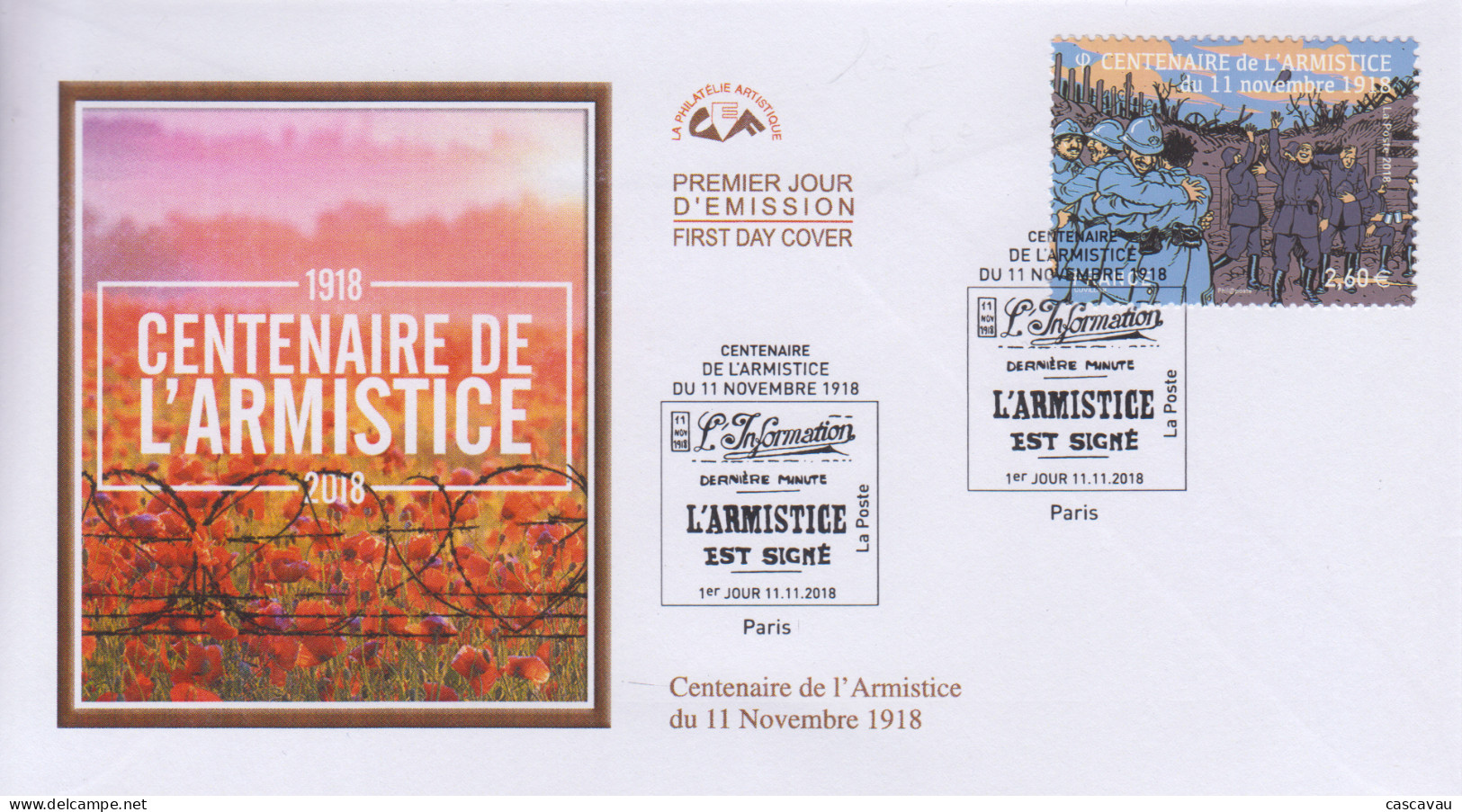 Enveloppe  FDC  1er  Jour    FRANCE     Centenaire  De  L' Armistice    2018 - 2010-2019