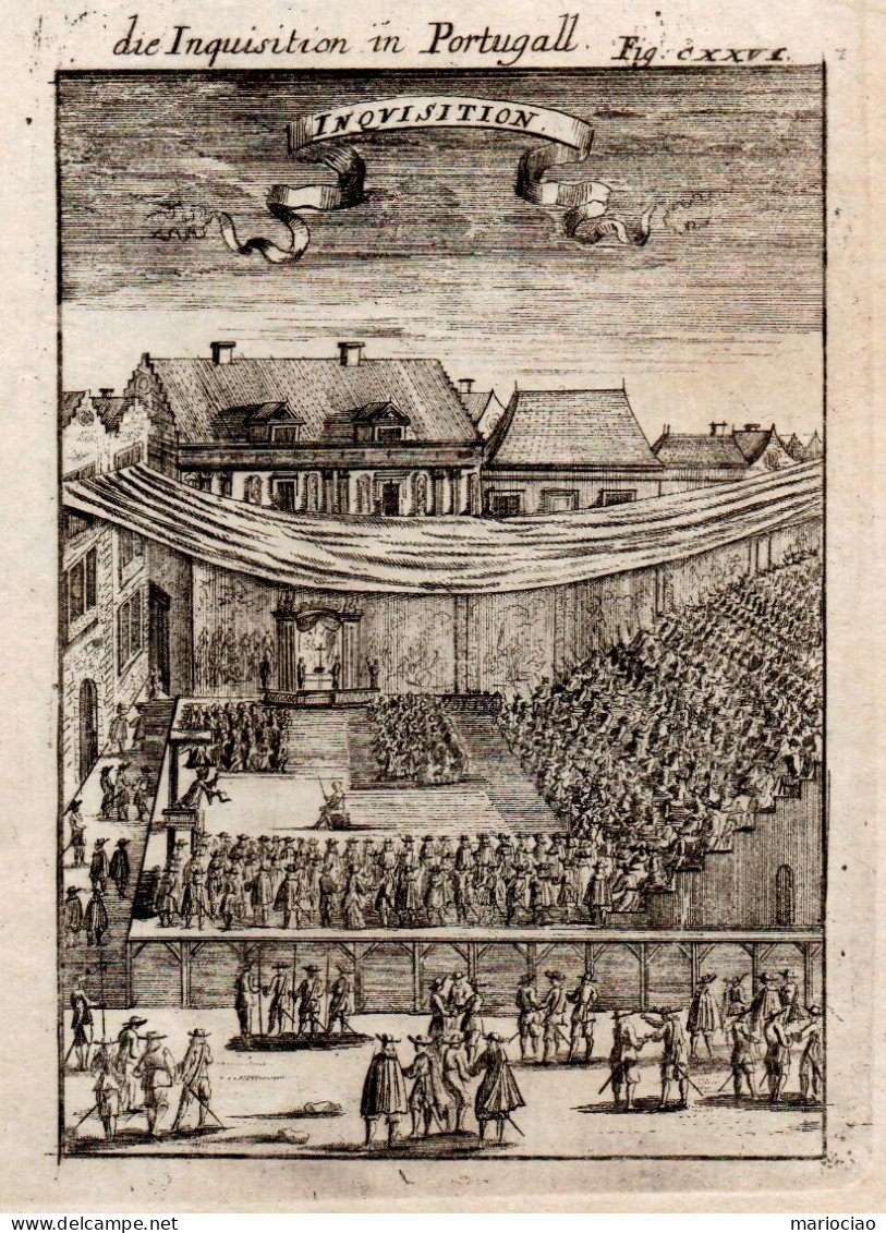 ST-PT Santa Inquisição Em Portugal INQUISITION 1700~ MANESSON MALLET Gravura Em Madeira - Prints & Engravings