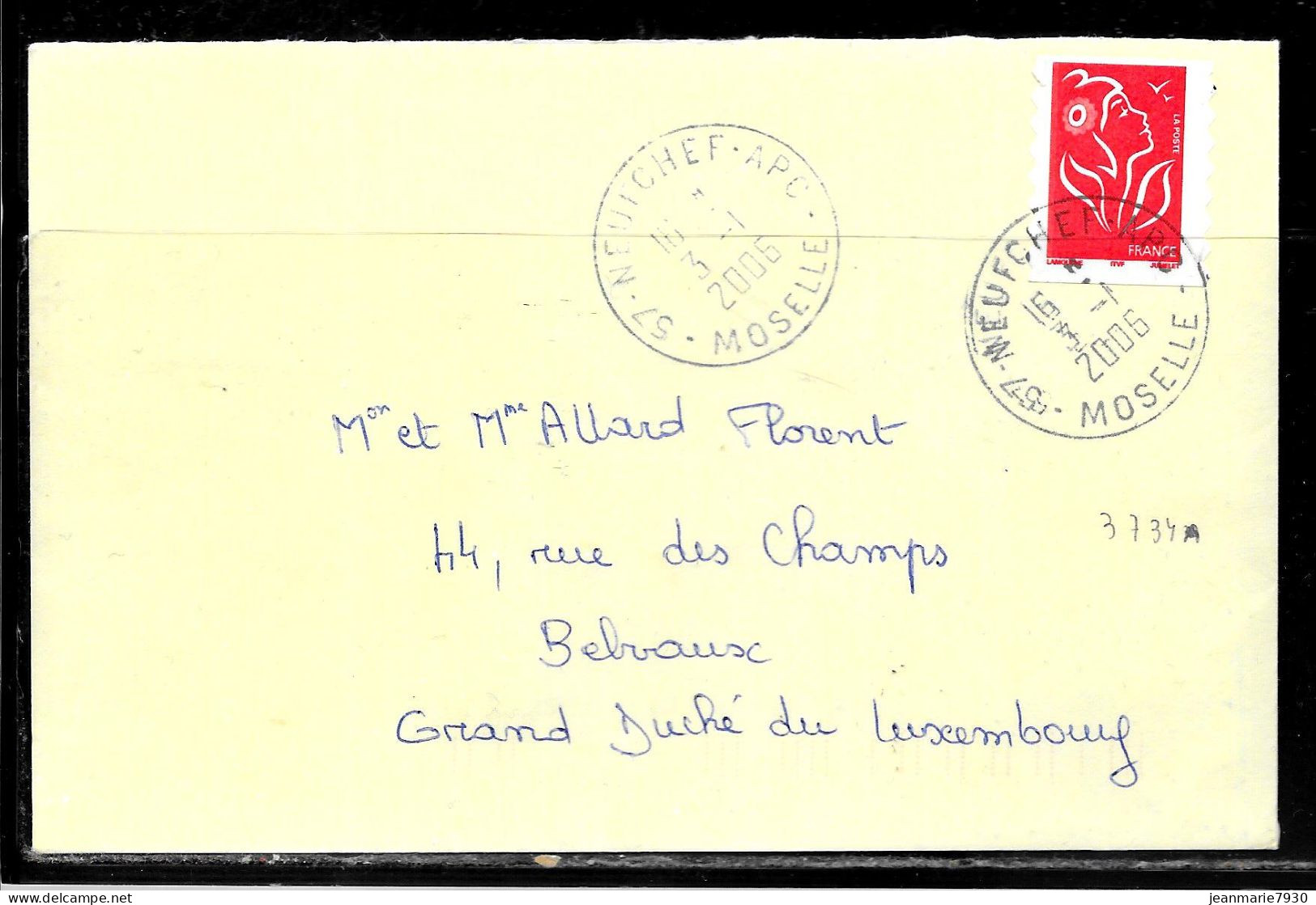 K104 - MARIANNE DE LAMOUCHE SUR LETTRE DE NEUFCHEF APC DU 03/01/06 POUR LE LUXEMBOURG - 1961-....