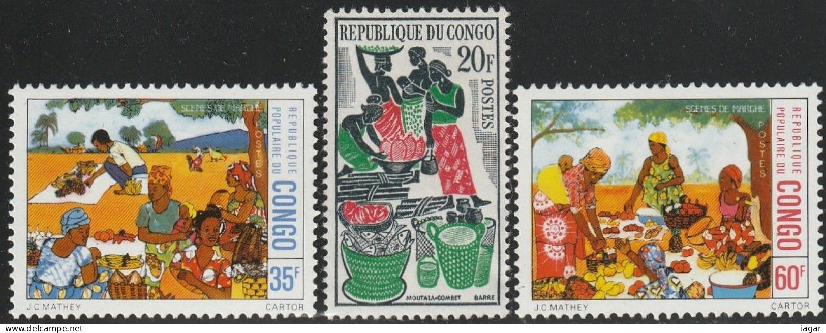 THEMATIC  FOLKLORE:  TRADITIONAL MARKET SCENES    3v   -   CONGO - Other & Unclassified