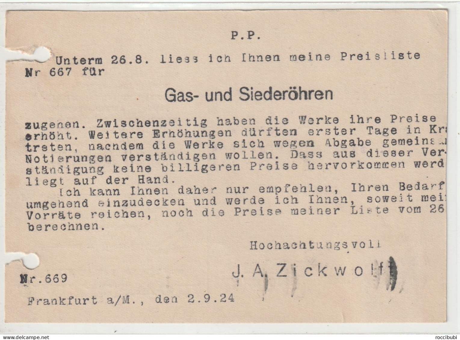 Drucksache Von Frankfurt (Main) Nach Kempten 1924 - Postcards