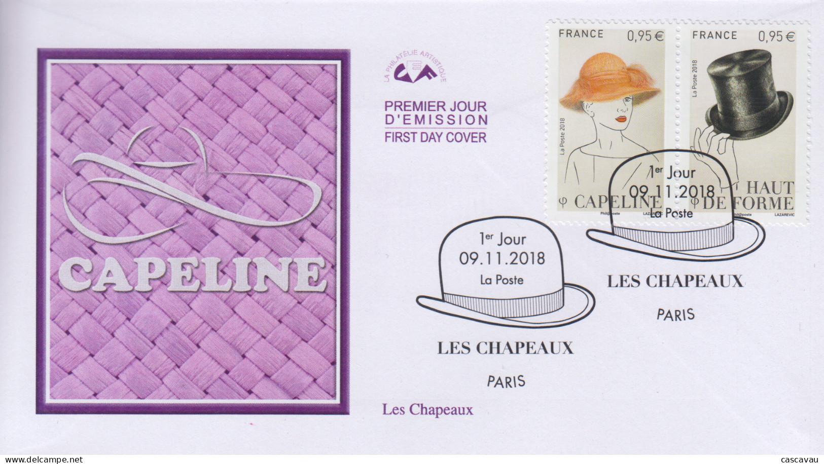 Enveloppe  FDC   1er  Jour   FRANCE    Les   Chapeaux    2018 - 2010-2019