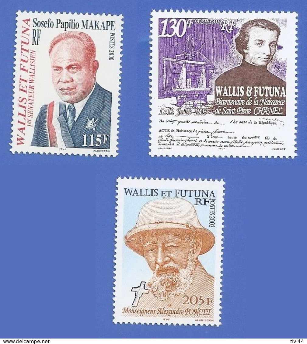 WALLIS ET FUTUNA 538 + 601 + 610 NEUFS ** PERSONNAGES CÉLÈBRES - Unused Stamps