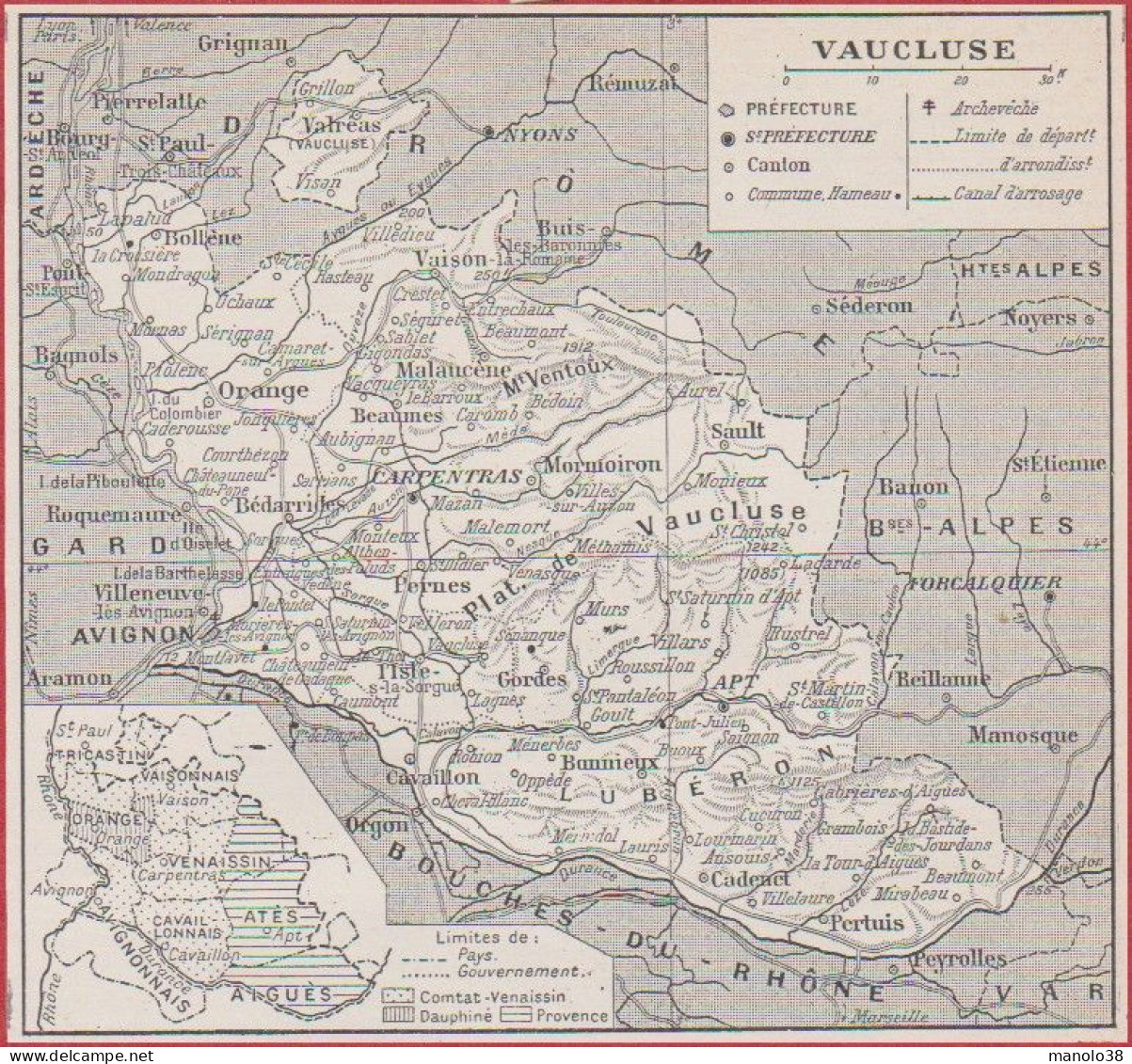 Carte Du Département Du Vaucluse (84). Préfecture, Sous Préfecture, Chef Lieu ... Chemin De Fer. Larousse 1948. - Historische Dokumente
