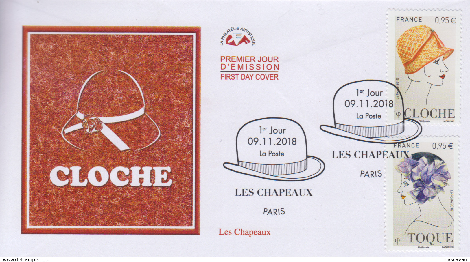 Enveloppe  FDC   1er  Jour   FRANCE    Les   Chapeaux    2018 - 2010-2019