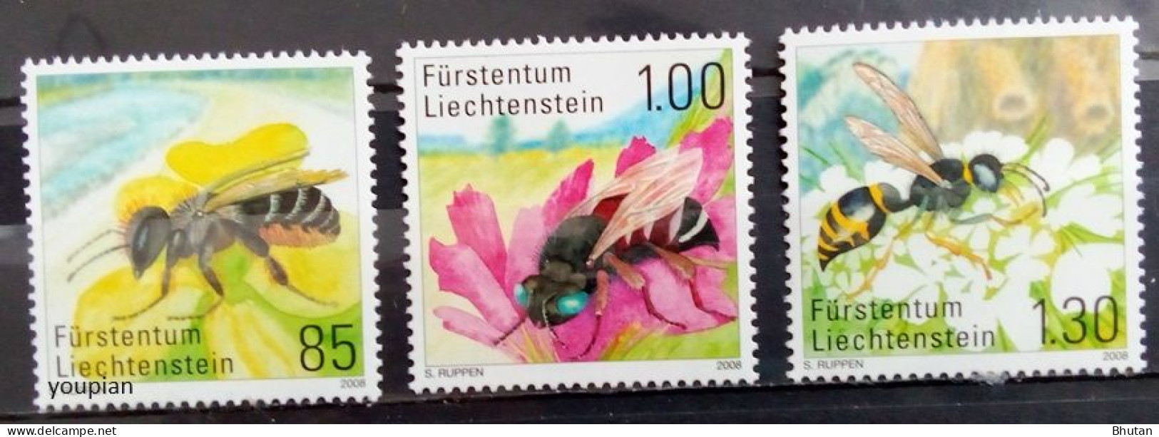 Liechtenstein 2008, Insects - Wasps, MNH Stamps Set - Ongebruikt