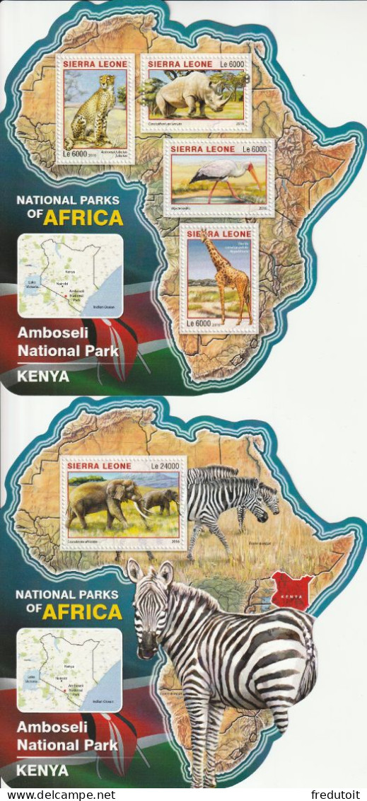 SIERRA LEONE - N°6041/4+BLOC N°970 ** (2016) Animaux : Parc National D'Amboseli - Sierra Leone (1961-...)