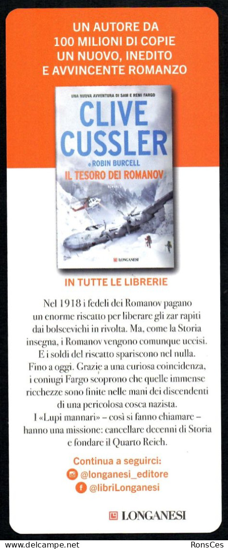 LITERATURE / BOOKS ITALIA - SEGNALIBRO / BOOKMARK LONGANESI - BUTICCHI: IL MARE DEI FUOCHI / CLIVE CUSSLER - I - Lesezeichen