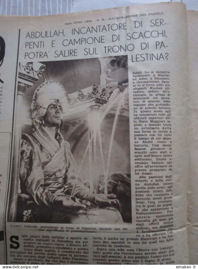 # ILLUSTRAZIONE DEL POPOLO N 16 /1938 FUNZIONE NELLA SPAGNA LIBERATA / TORINO INTER / ABDULLAH CAMPIONE DI SCACCHI - Erstauflagen