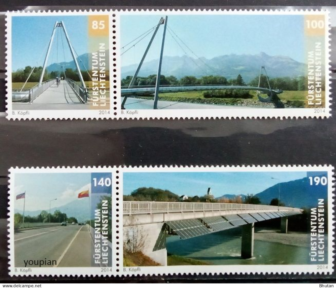Liechtenstein 2014, Bridges, Two MNH Stamps Strips - Ongebruikt