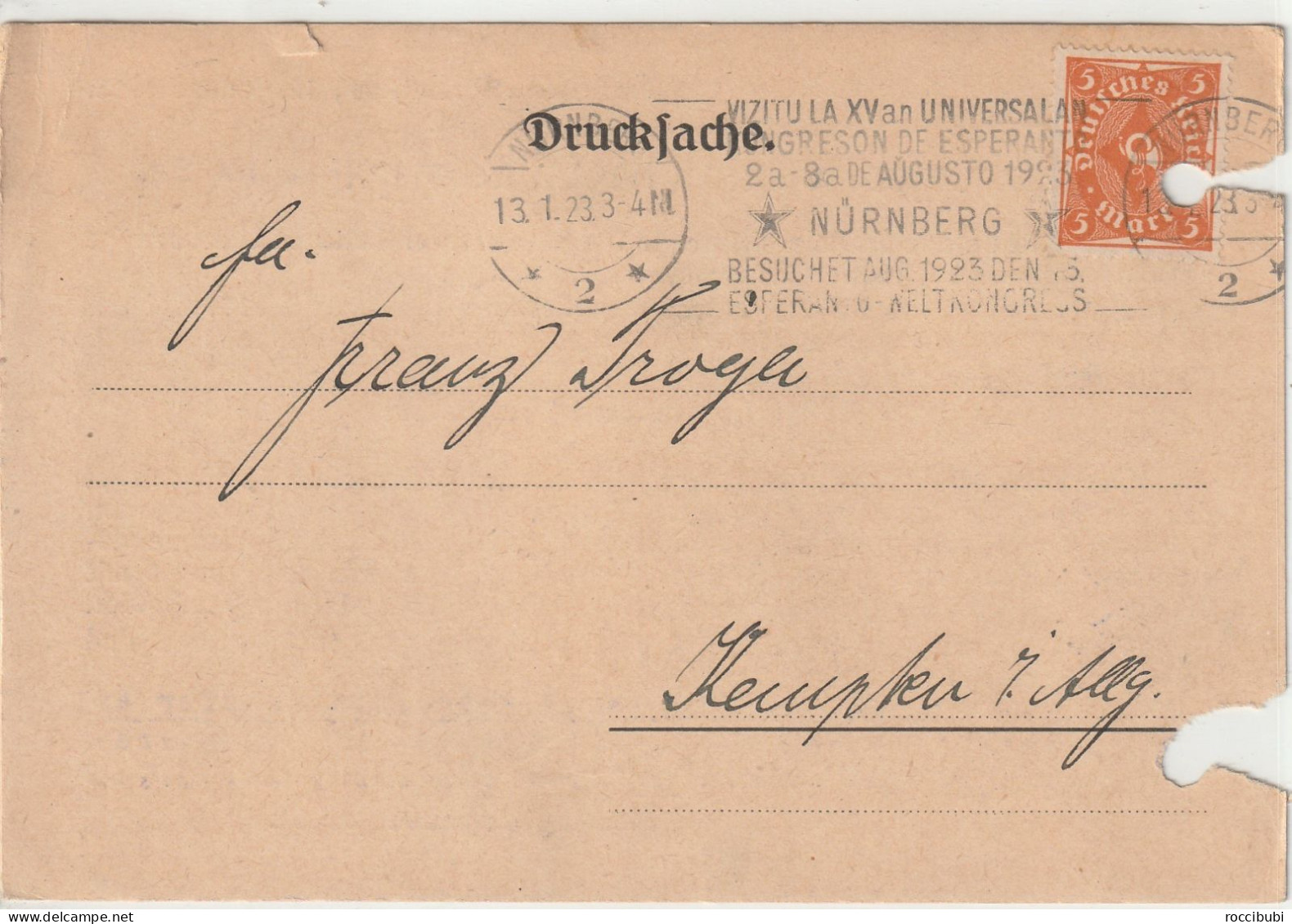 Drucksache Von Nürnberg Nach Kempten 1923 - Postkarten