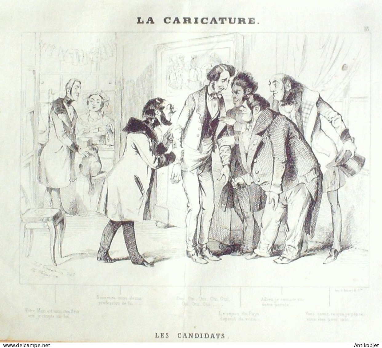 Litho Grandville Jean-Jacques Les Candidats Planche 18 1838 - Estampes & Gravures