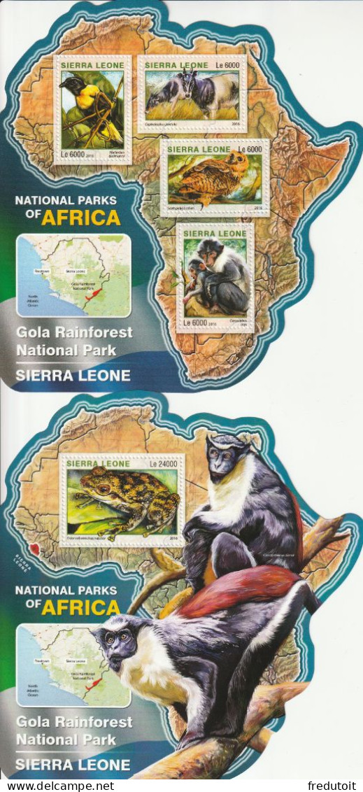 SIERRA LEONE - N°5989/92+BLOC N°957 ** (2016) Animaux : Parc National De Gola Rainforest - Sierra Leone (1961-...)