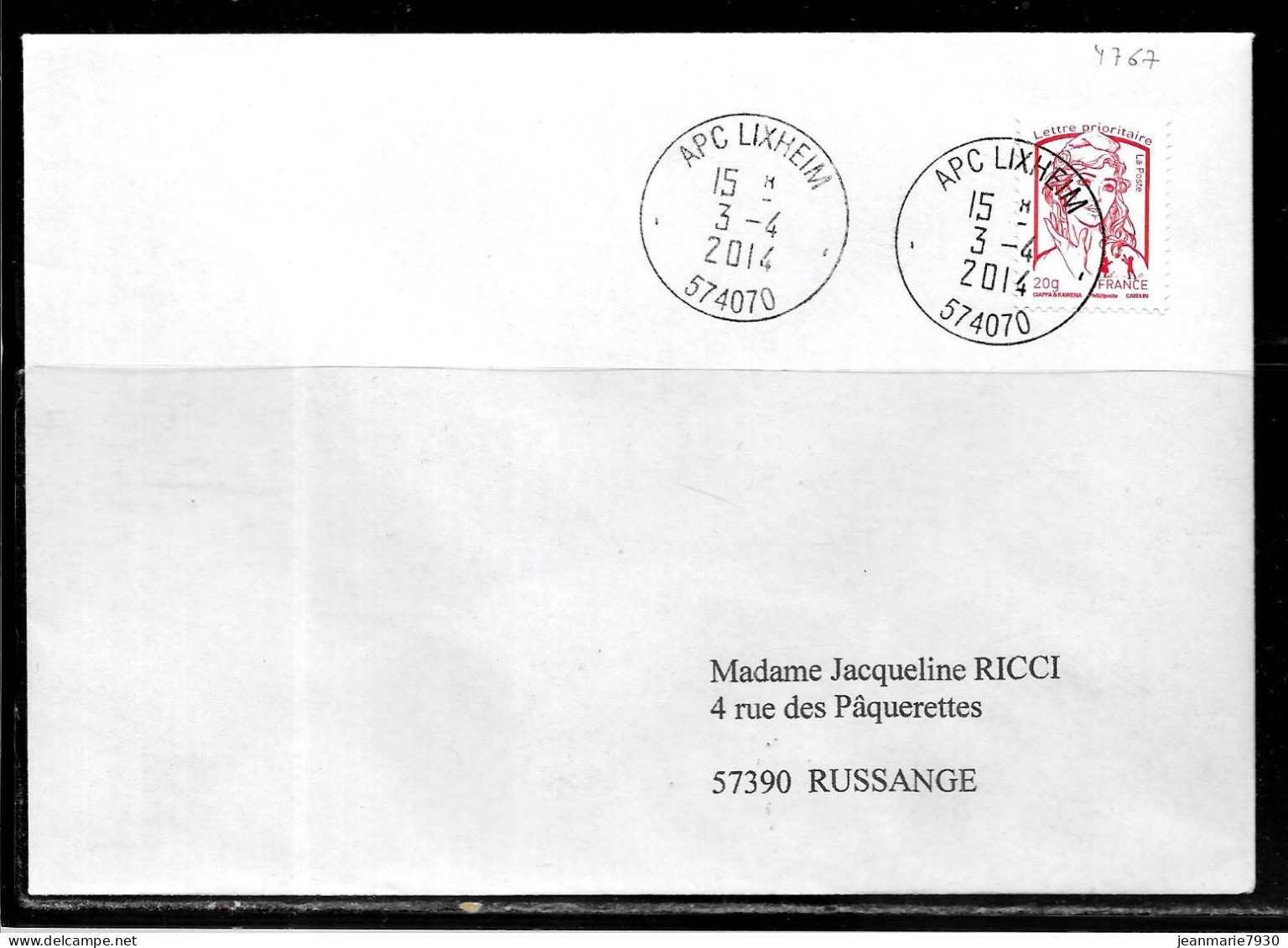 K106 - MARIANNE DE CIAPPA SUR LETTRE DE APC LIXHEIM DU 03/04/14 - 1961-....