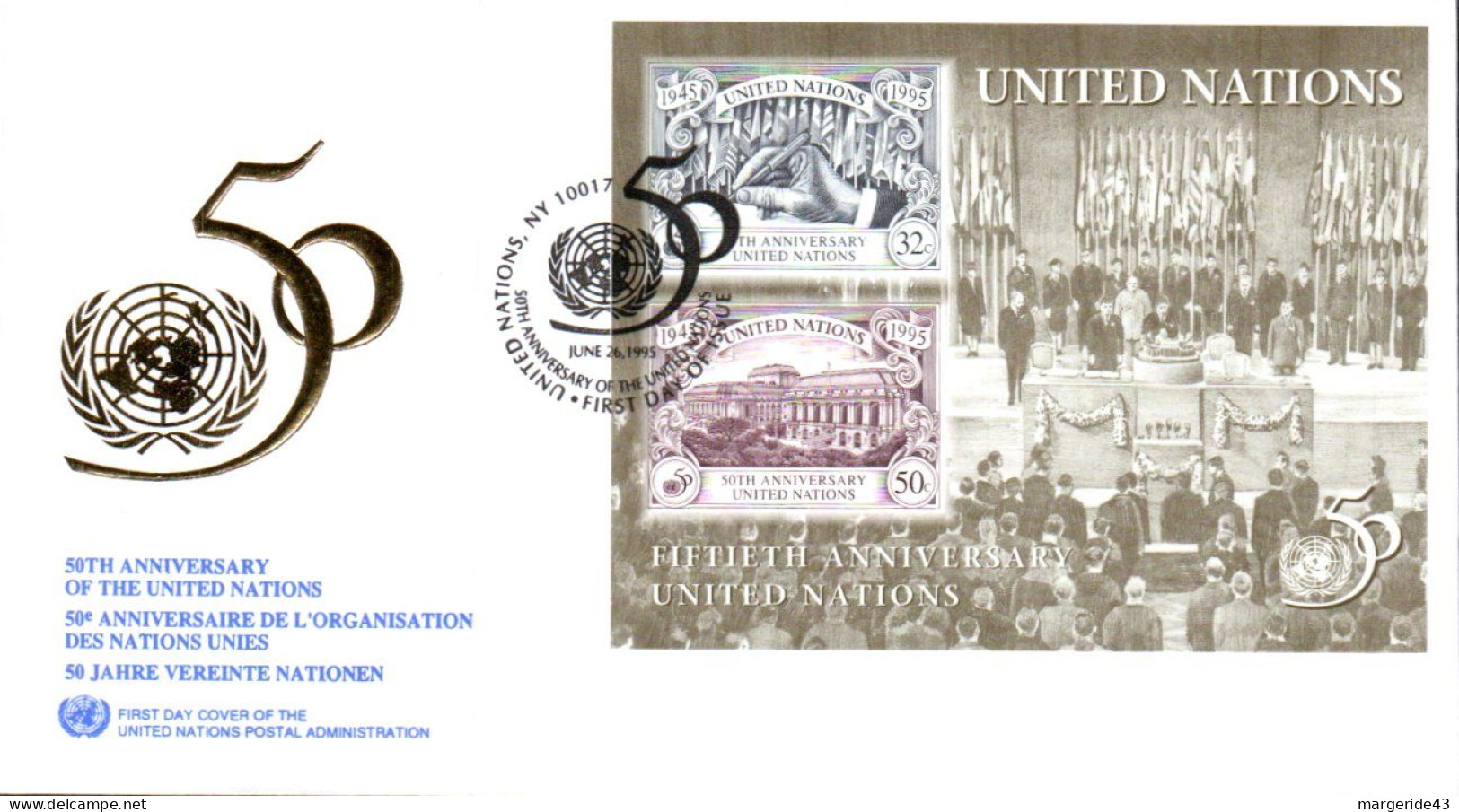 NATIONS UNIES FDC 1995 50 ANS ONU - FDC