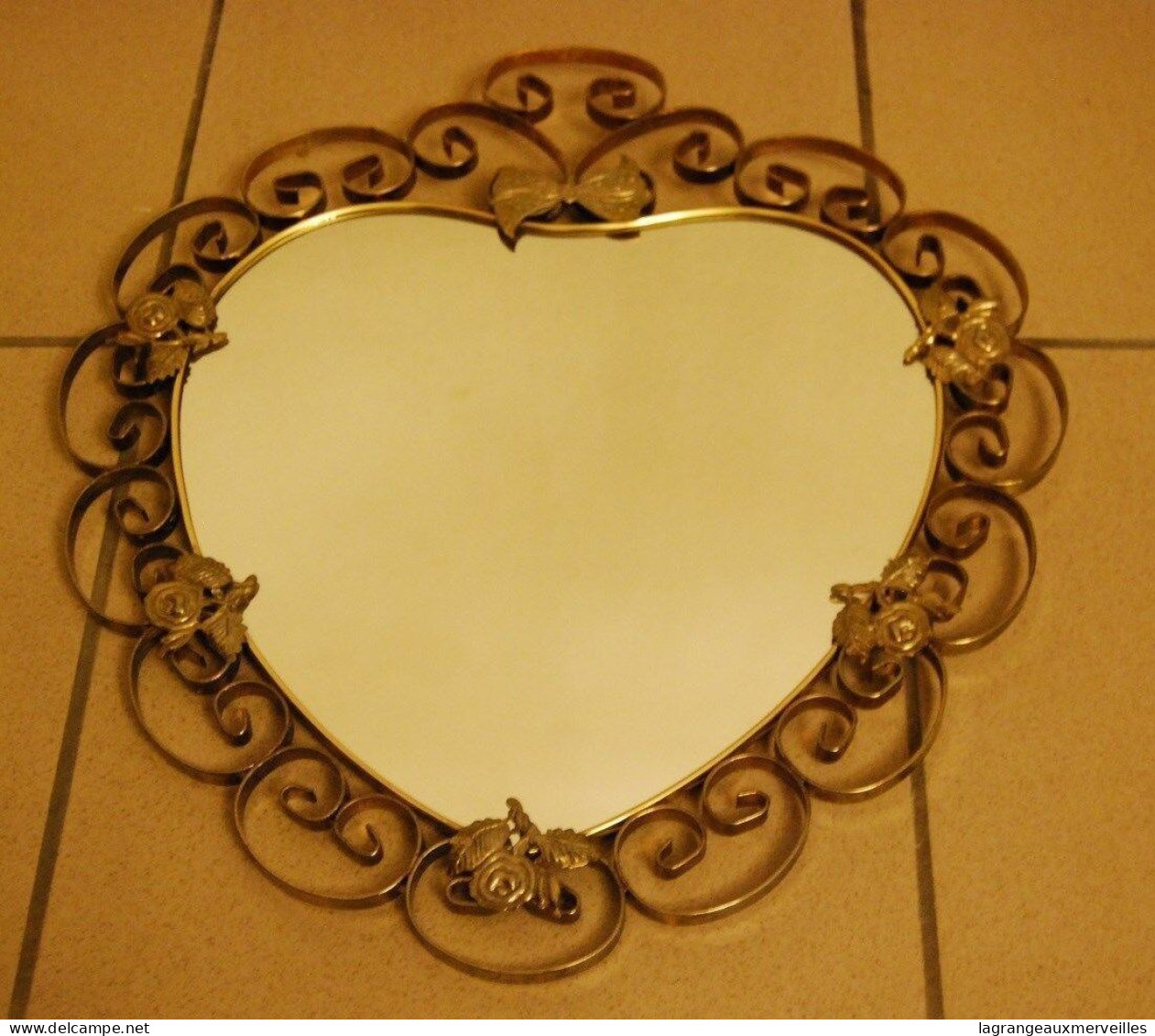 E1 Miroir Coeur - Style Baroque Français - Métal - Spiegel - Mirror - Art Nouveau / Art Déco