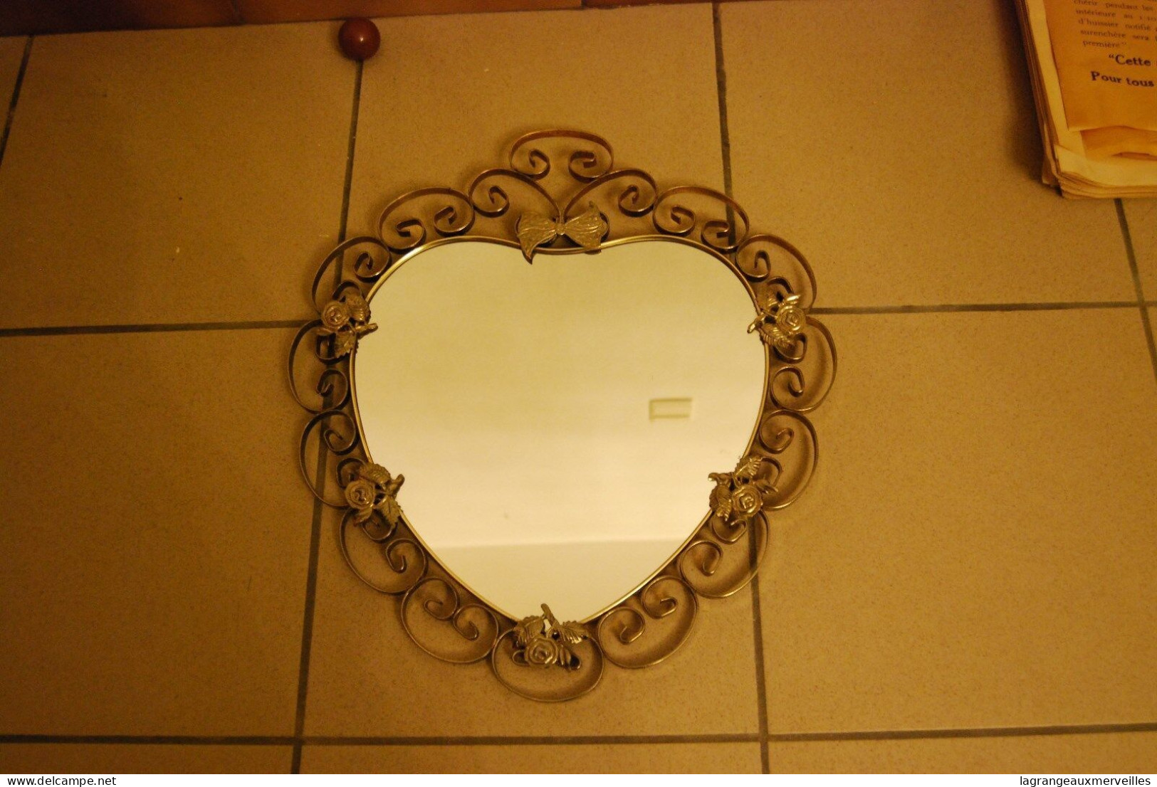 E1 Miroir Coeur - Style Baroque Français - Métal - Spiegel - Mirror - Art Nouveau / Art Deco