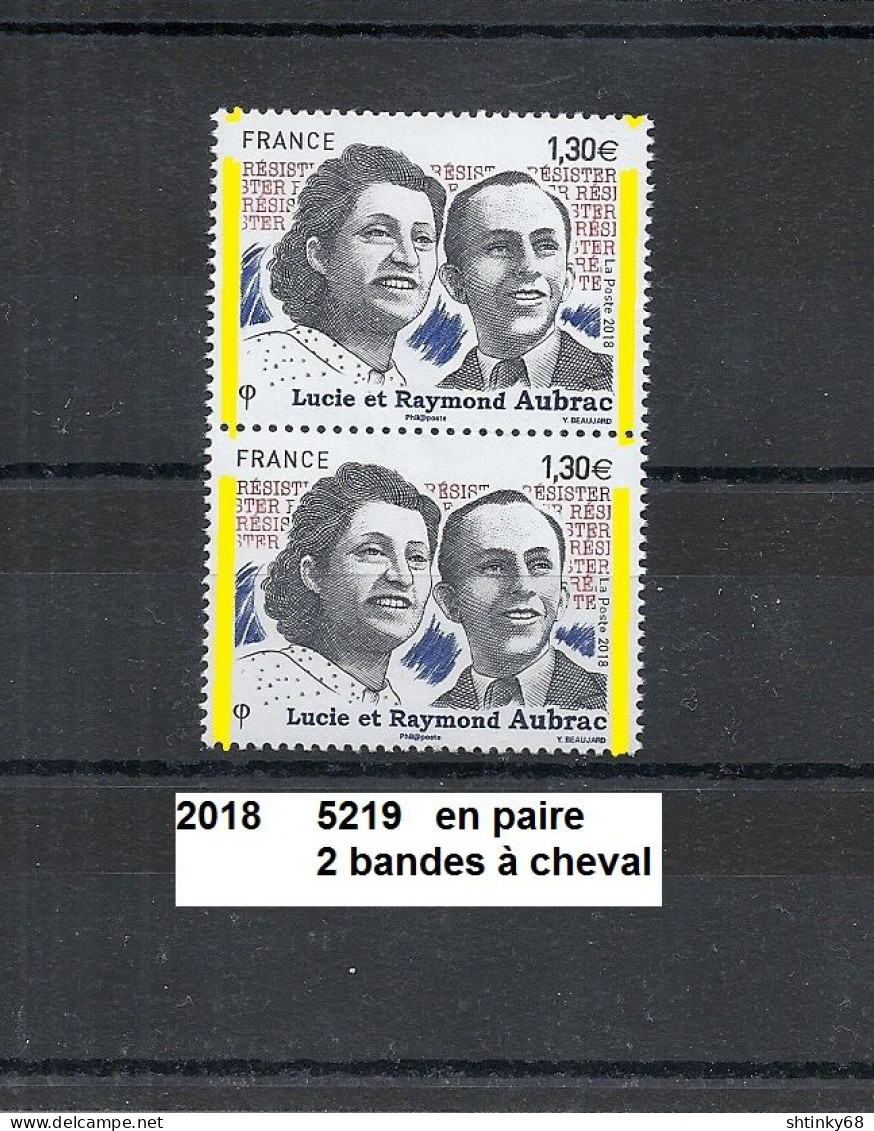 Variété Paire De 2018 Neuf** Y&T N° 5219 Avec 2 Bandes à Cheval - Unused Stamps