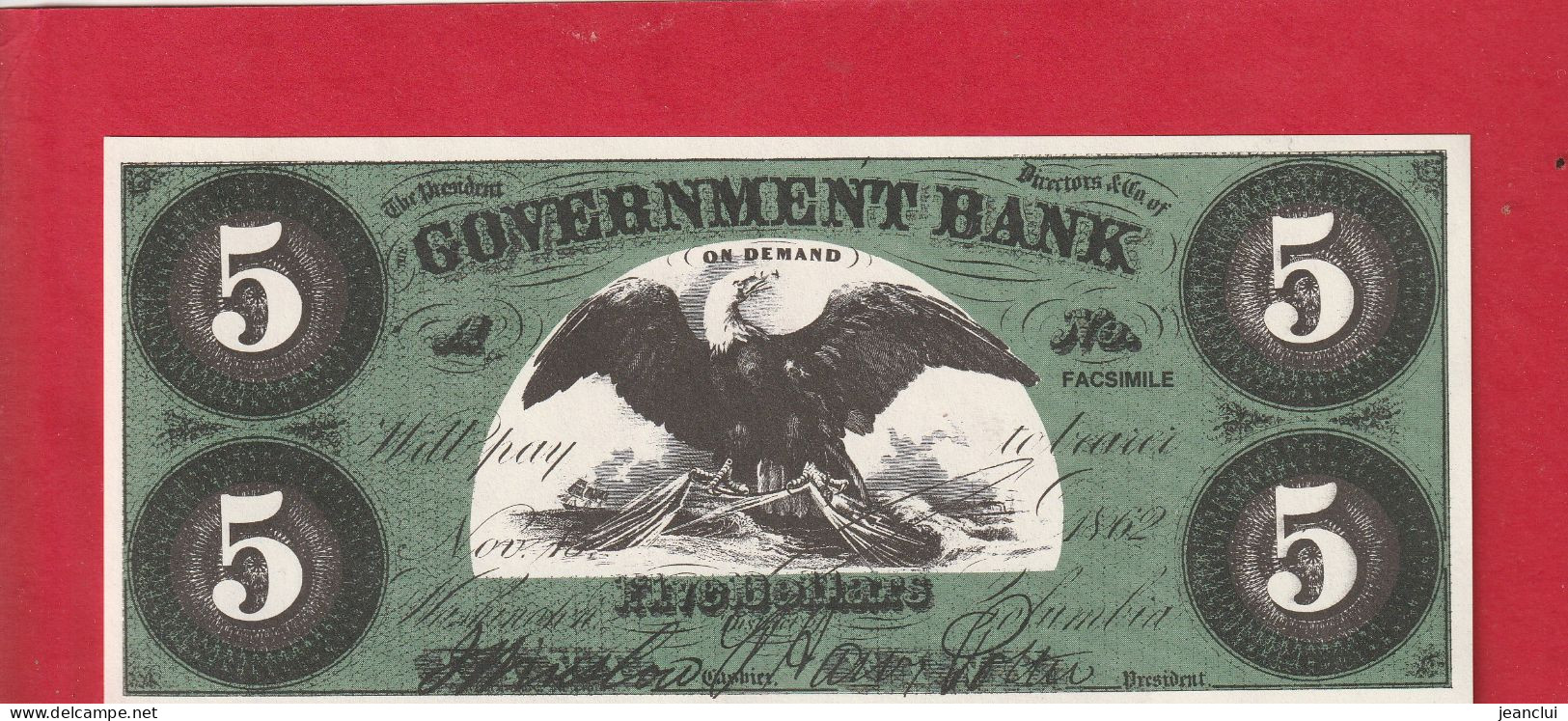 FACSIMILE . 5 £  GOUVERNMENT BANK  .   2 SCANNES - Sonstige & Ohne Zuordnung