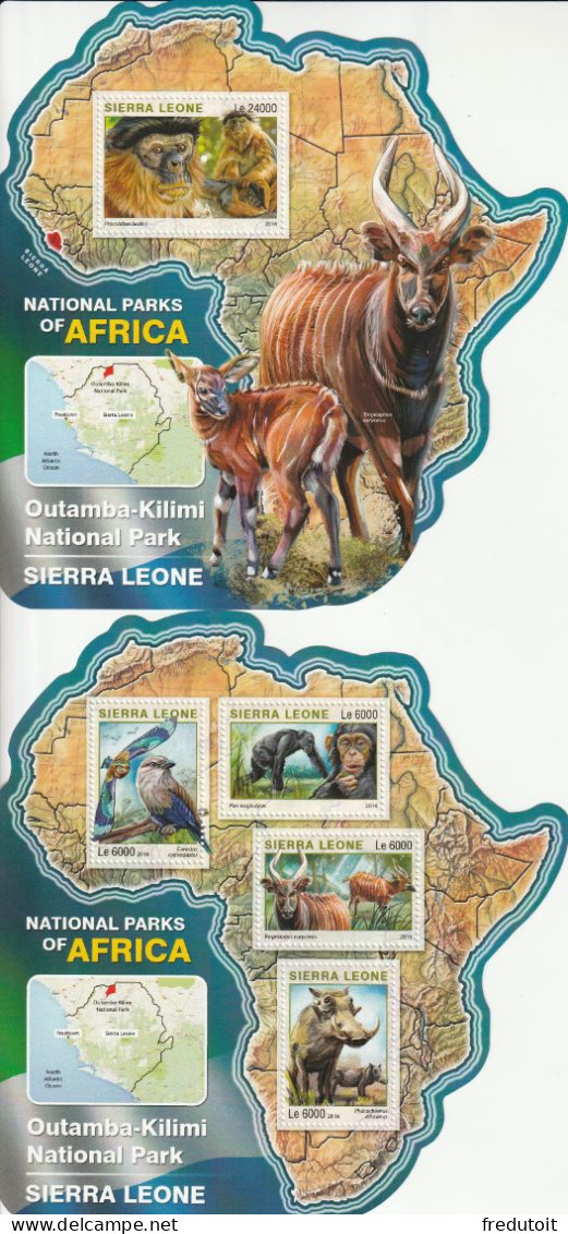 SIERRA LEONE - N°5969/72+BLOC N°952 ** (2016) Animaux : Parc National D'Outamba-Kilimi - Sierra Leone (1961-...)