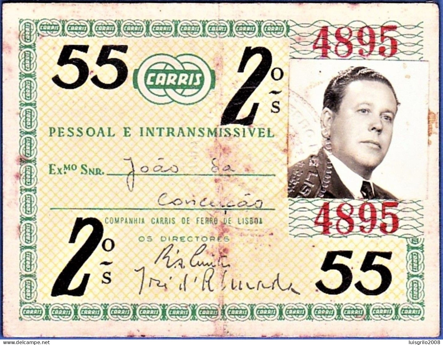 Portugal, PASSE 1955 - CARRIS, Companhia Carris De Ferro De Lisboa - Europa