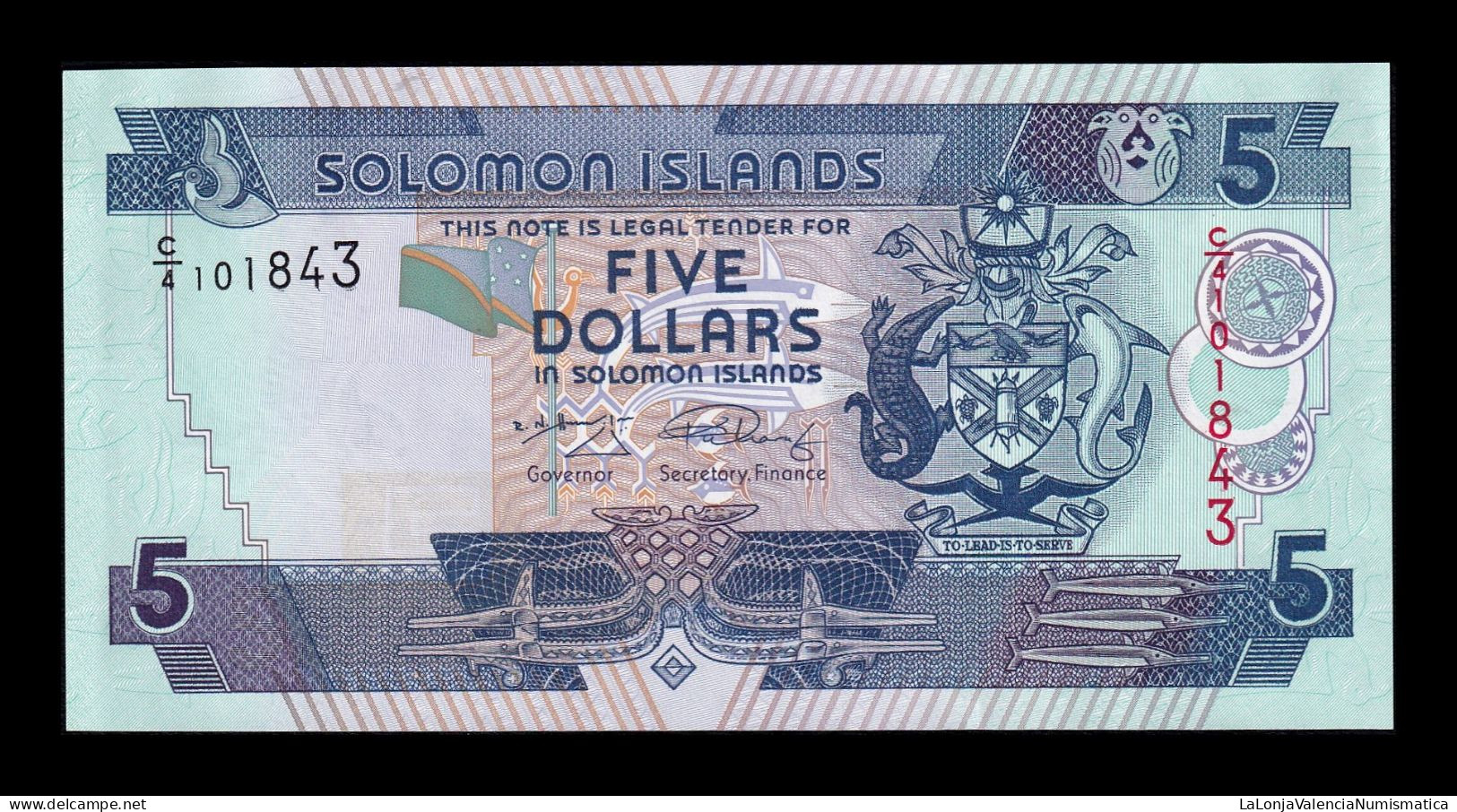 Islas Salomón Solomon 5 Dollars ND (2004-2018) Pick 26b Sc Unc - Solomonen