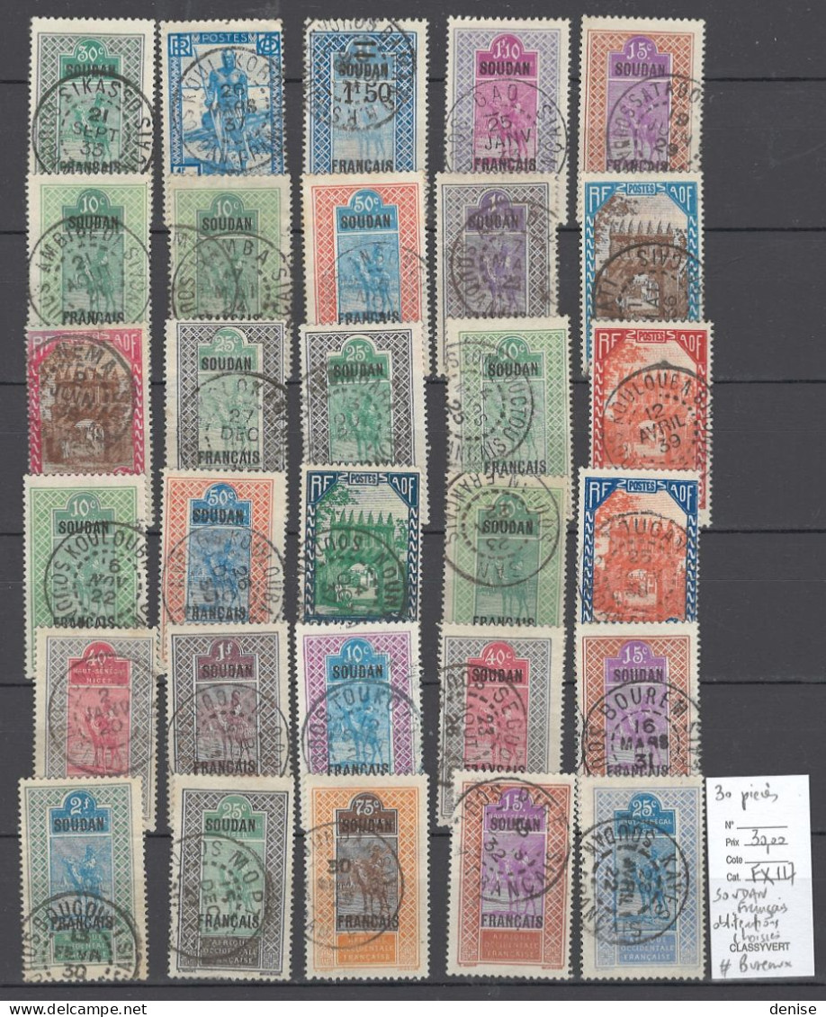 SOUDAN FRANCAIS  - Lot D'oblitérés - 30 Piéces - Oblitérations Choisies - Used Stamps