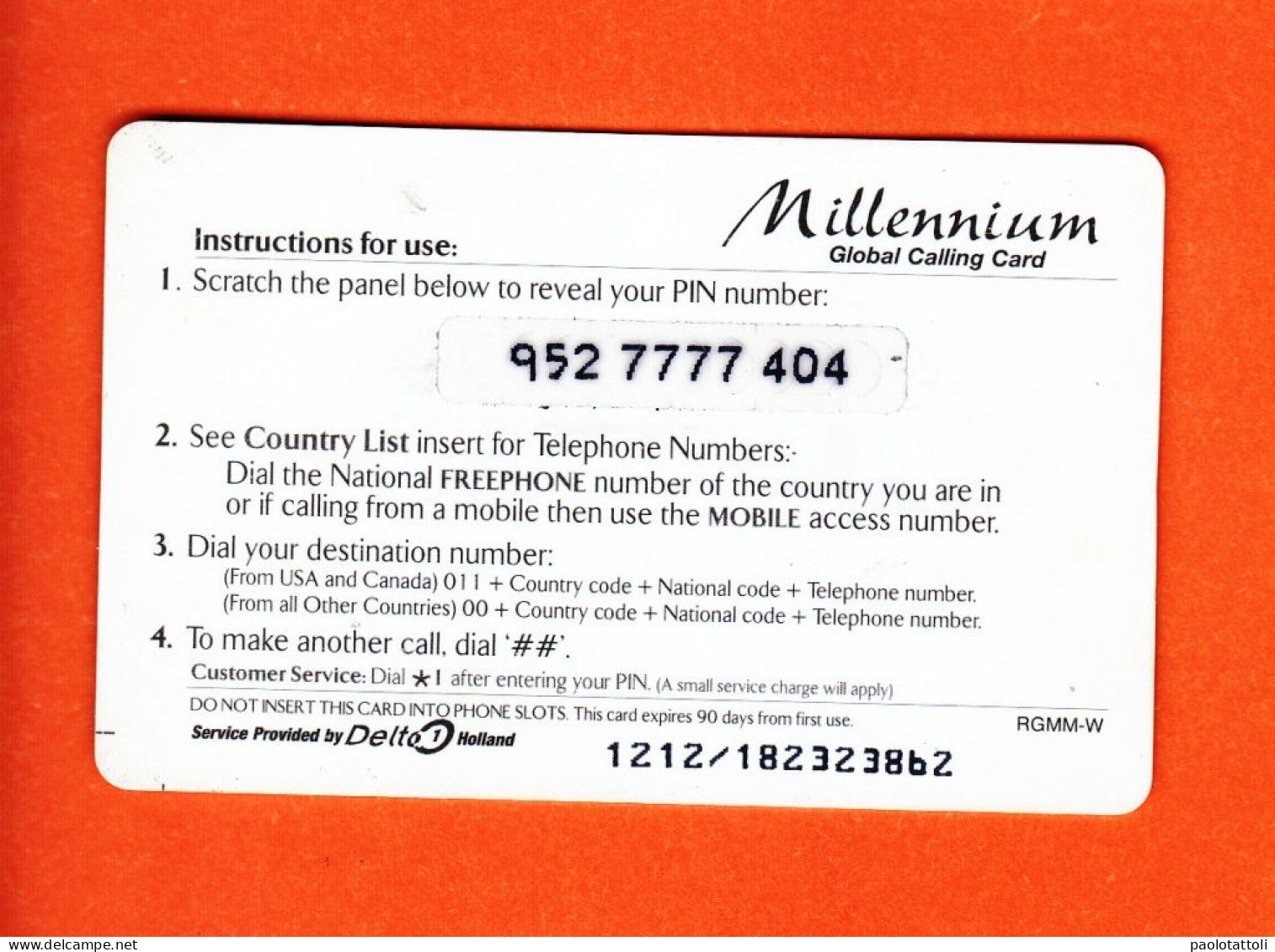 USA- Millenium Global Calling Card- Used Pre-paid Telephone Card. - Andere & Zonder Classificatie
