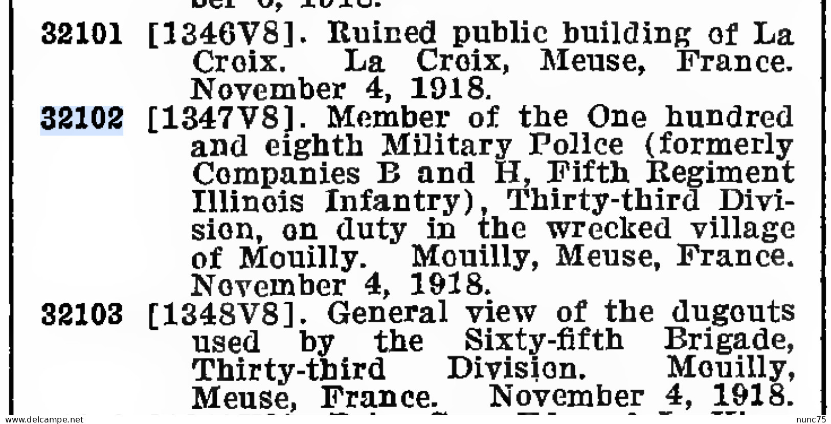 ww1 MOUILLY (Meuse) 108th Military Police 1918  33rd Division AEF 1914 1918 ORIGINAL Signal Corps