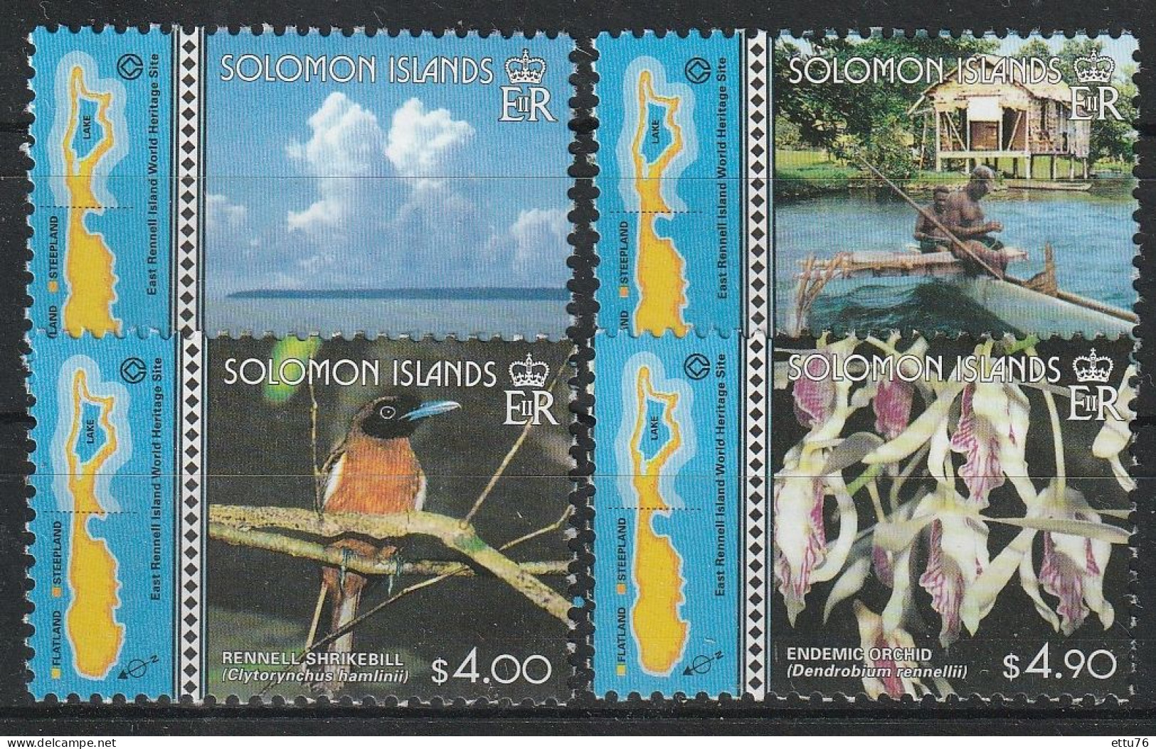 Solomon Islands 2000  East Rennel,World Heritage Site,Birds,Orchids  Set  MNH - Salomon (Iles 1978-...)