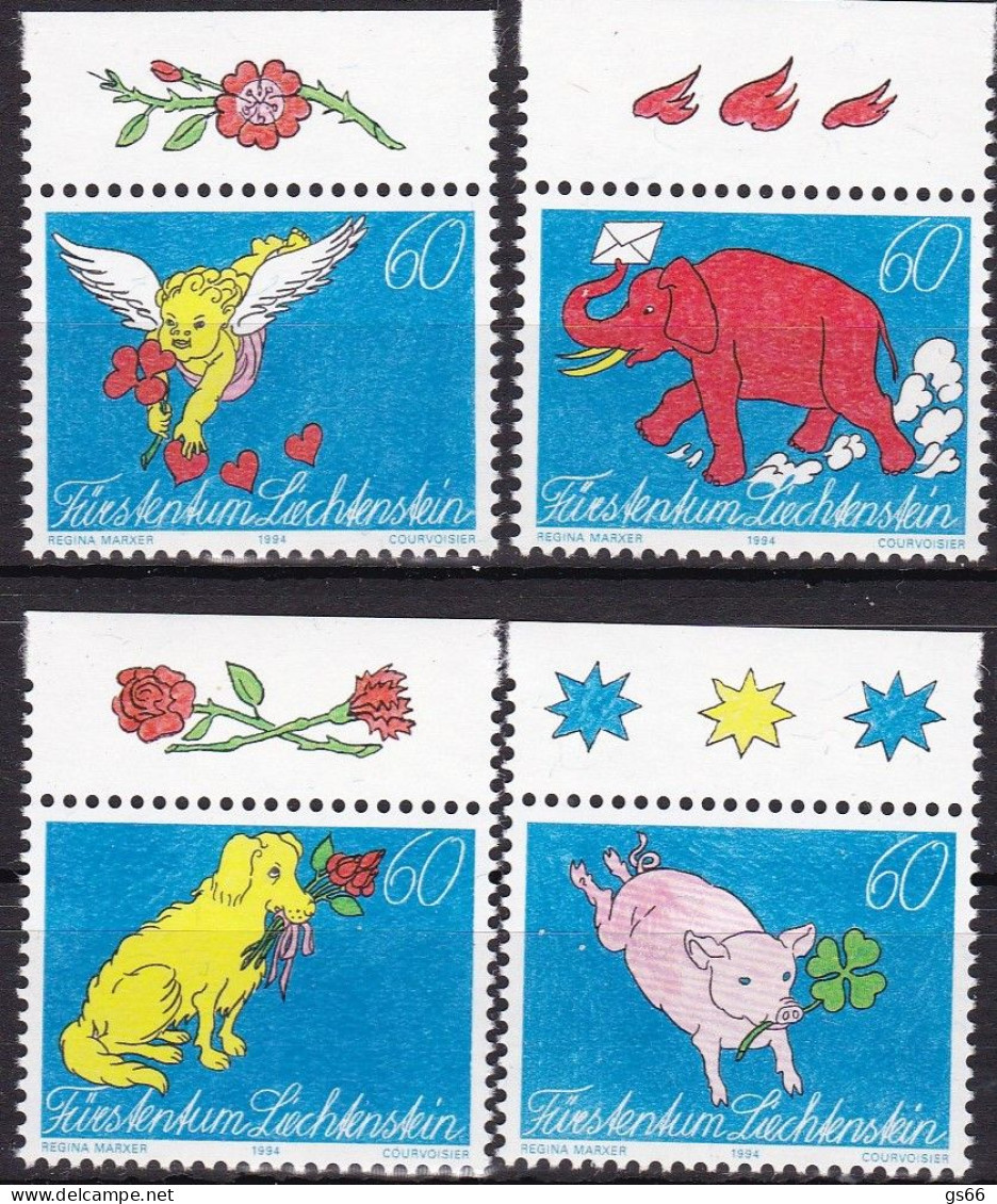 Liechtenstein, 1994, 1085/88, MNH **, Grußmarken. - Unused Stamps