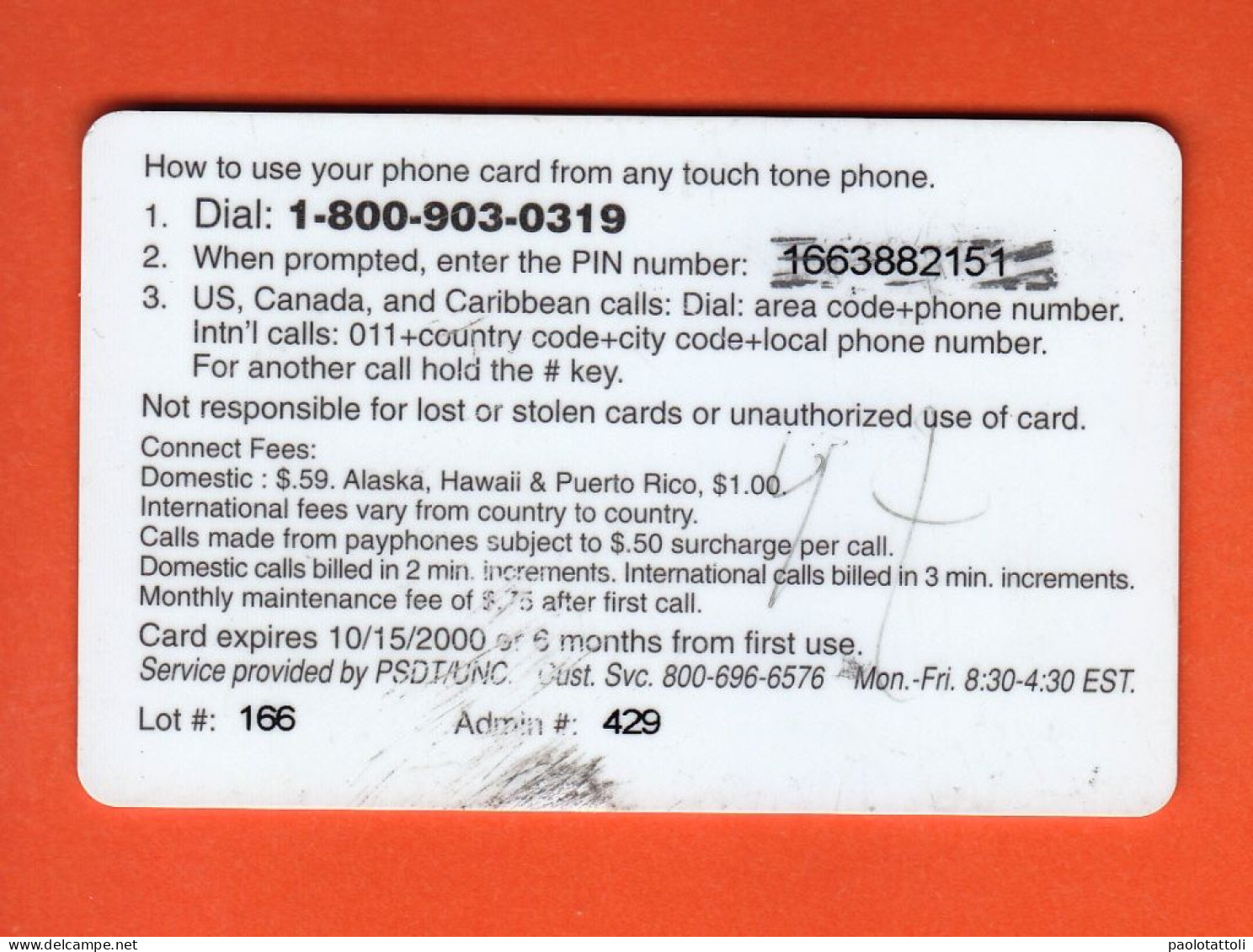 USA- Used Pre Paid Phone Card. Universal Network Connection. Exp. 15.10.2000. - Altri & Non Classificati