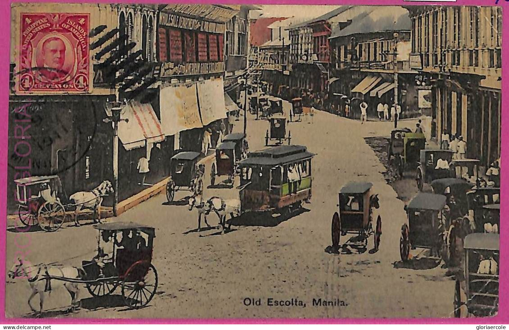 Ag3629 - Philippines - VINTAGE POSTCARD - 1911 - Manila, Old Escolta - Filippijnen