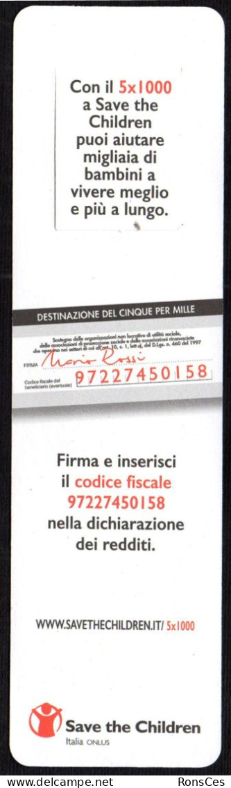 ITALIA - SEGNALIBRO / BOOKMARK - SAVE THE CHILDREN - IL MIO SOGNO PER TUTTI I BAMBINI DEL MONDO - I - Bookmarks