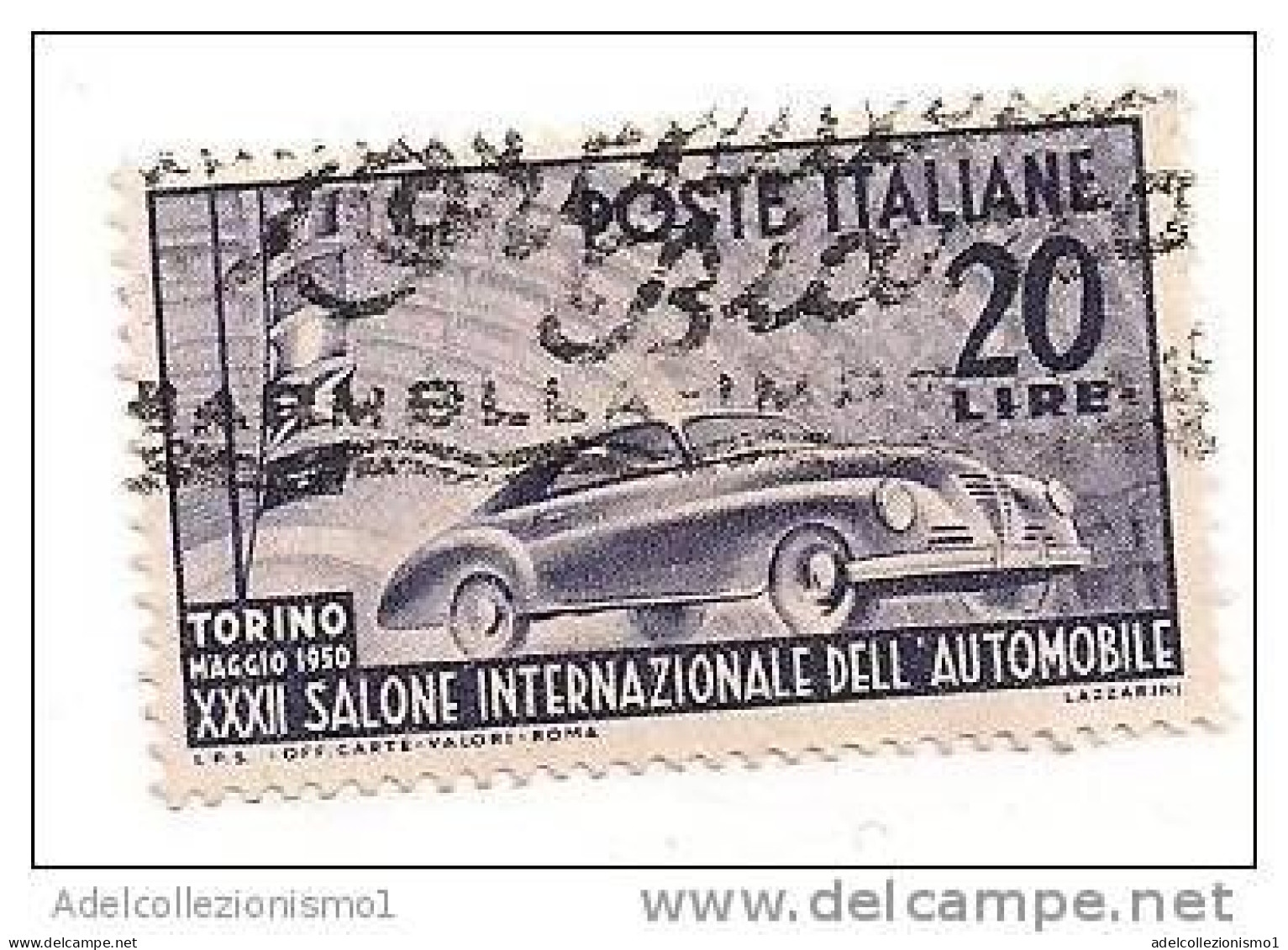 100054) 32º Salone Dell'automobile A Torino - 29 Aprile 1950 Usato La Vendita E Riferita A 1 Solo Francobollo A Caso - 1946-60: Used