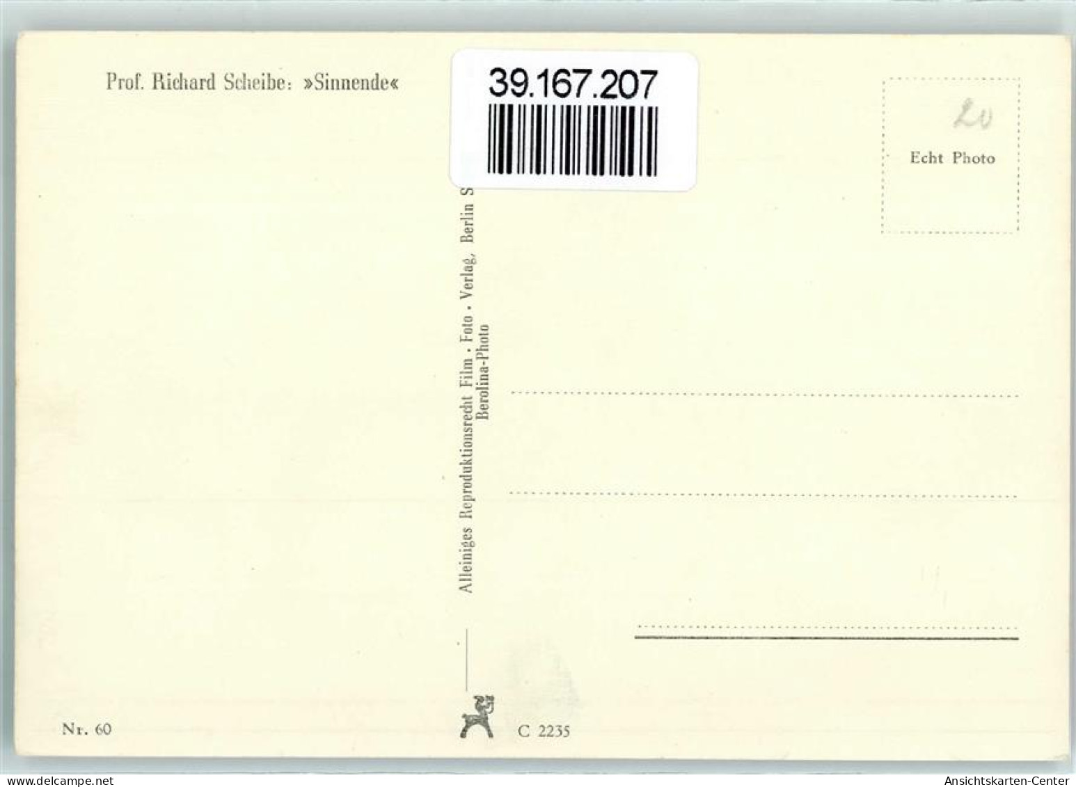 39167207 - Prof. Richard Scheibe Sinnende  Erotik - Other & Unclassified