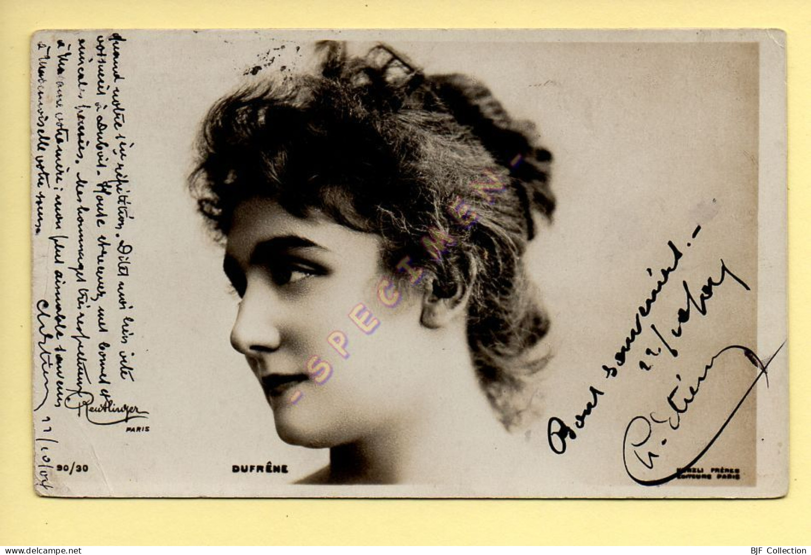 DUFRENE - Artiste 1900 – Femme - Photo Reutlinger Paris (voir Scan Recto/verso) - Artistes