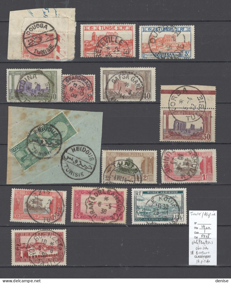 Tunisie Et Algérie - Lot De Belles Oblitérations - 14 Piéces - Used Stamps