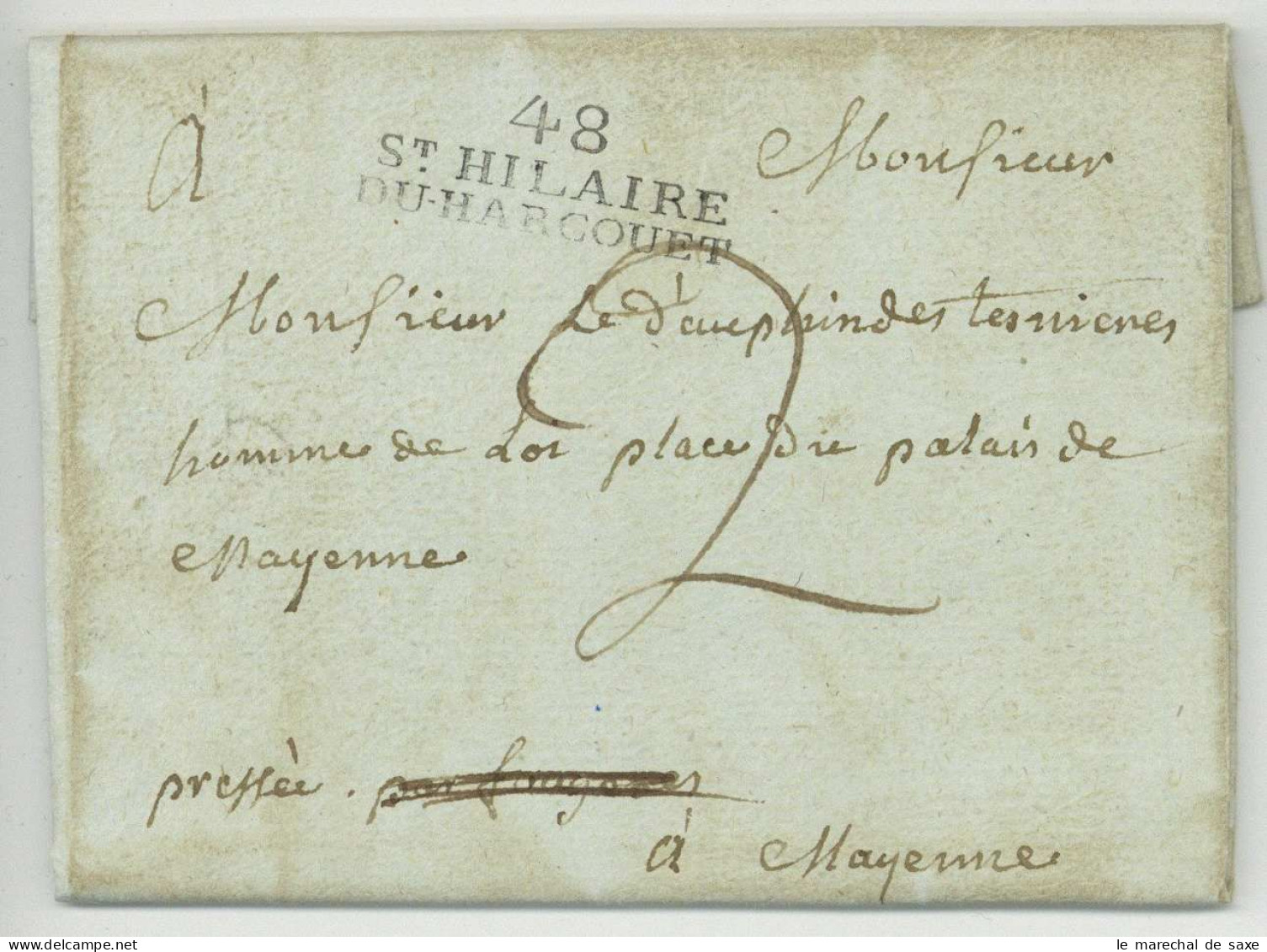 48 ST HILAIRE DU HARCOUET Du Chateau Du Colombier à Virey Pour Mayenne Pressée 1803 - 1801-1848: Précurseurs XIX